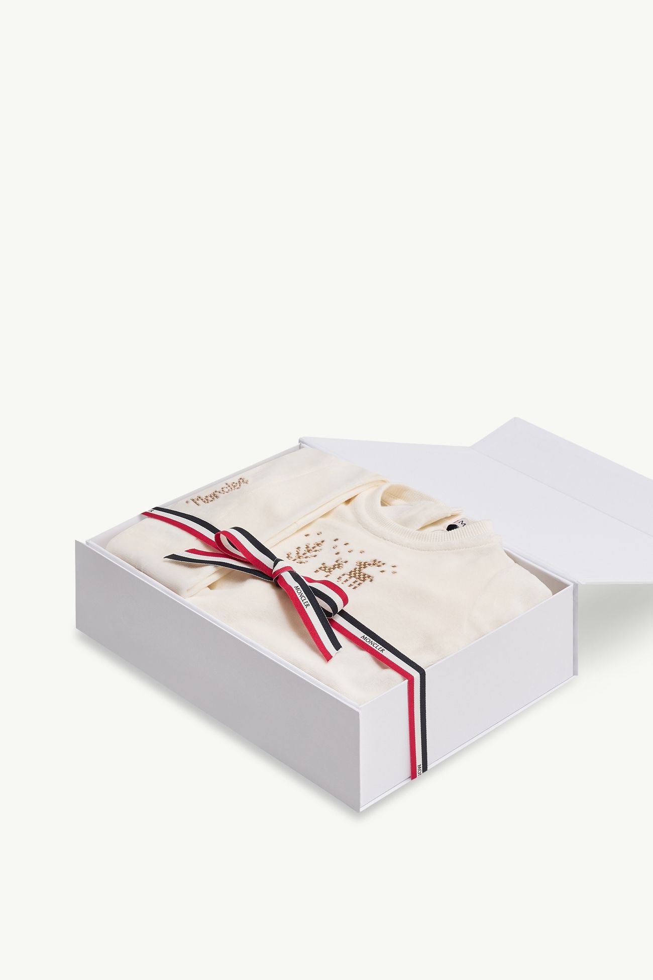 带礼盒的婴儿刺绣棉质套装 中性 浅米色 Moncler 1