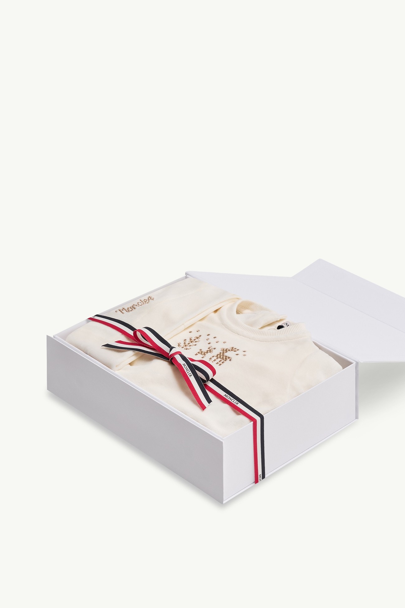 带礼盒的婴儿刺绣棉质套装 中性 浅米色 Moncler 1