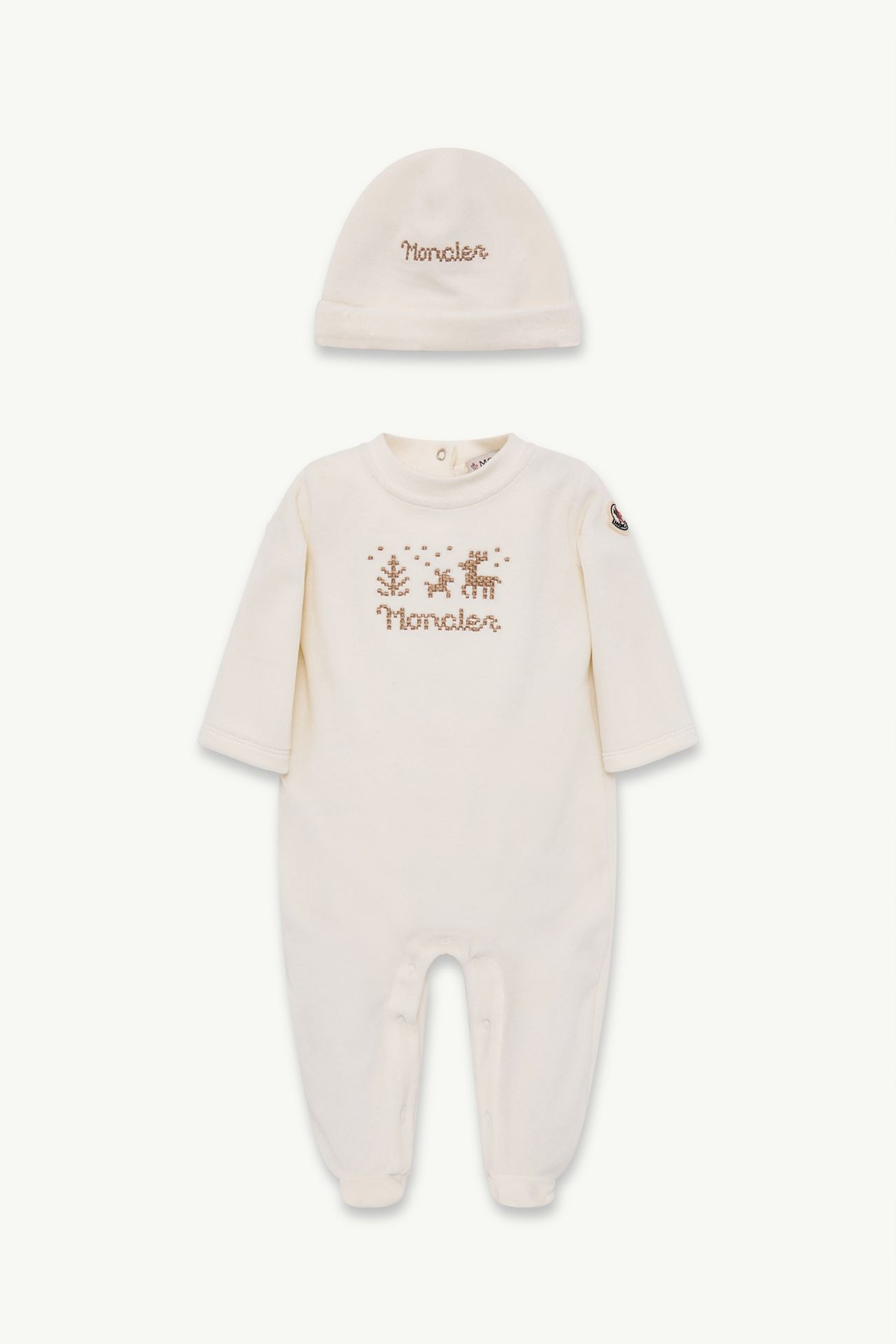 带礼盒的婴儿刺绣棉质套装 中性 浅米色 Moncler 0