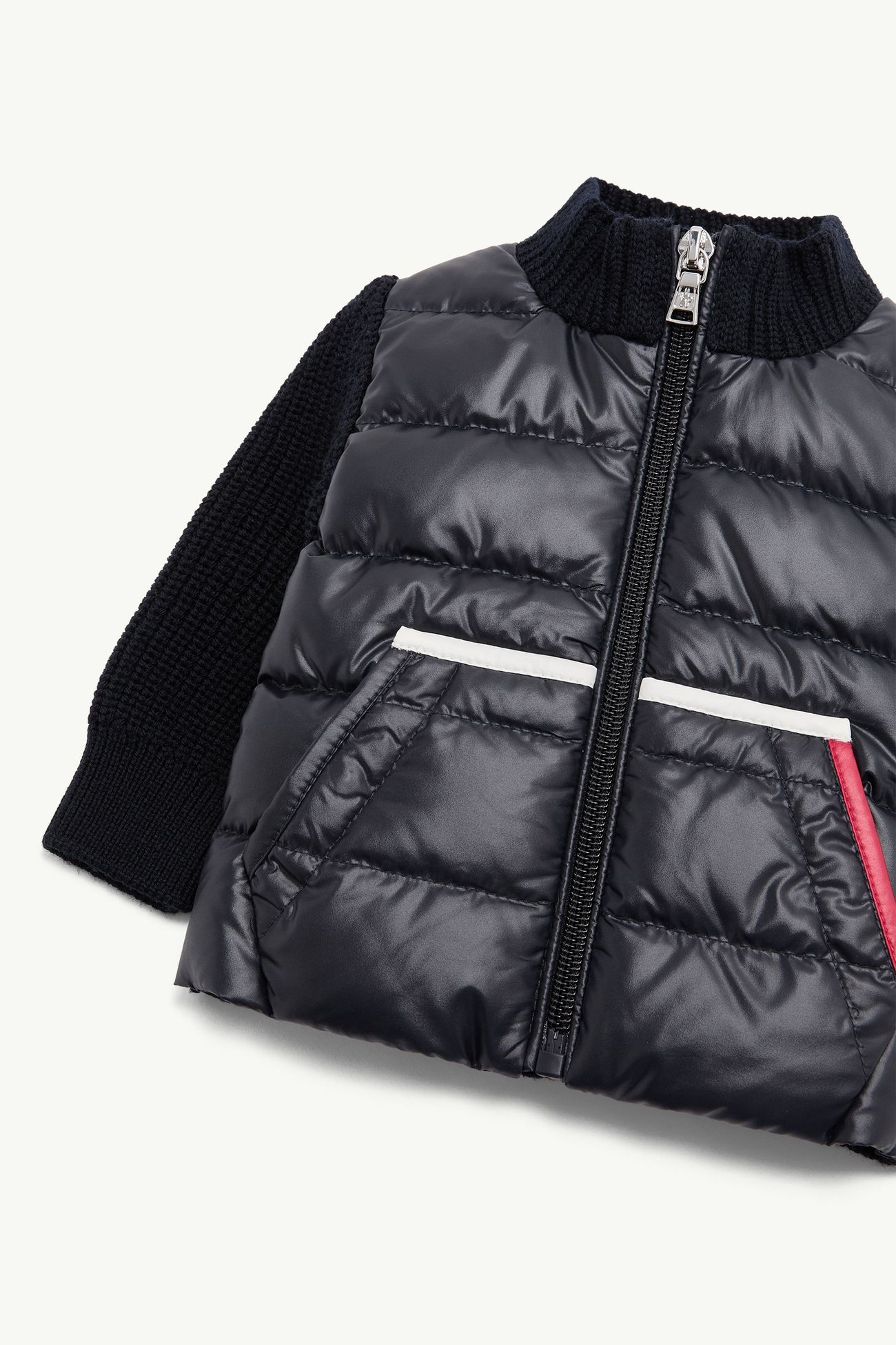 夾層羊毛拉鏈開襟毛衣 男童 海軍藍色 Moncler 1