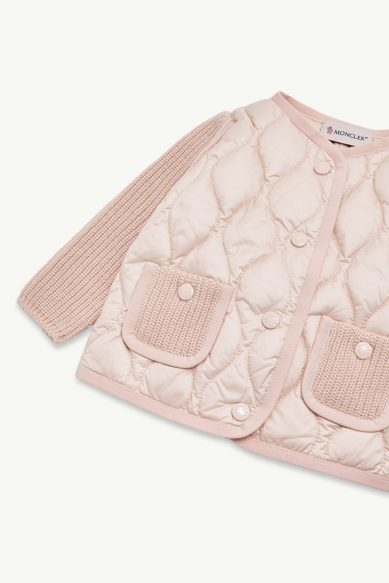 Wool & Cashmere Down Cardigan Girl Powder Pink Moncler 1