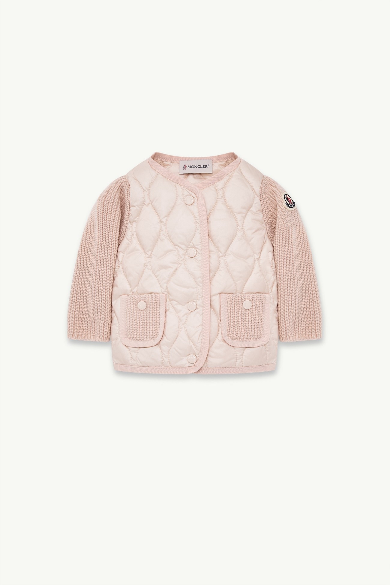 Cardigan en duvet en laine et cachemire Fille Rose Poudre Moncler 0