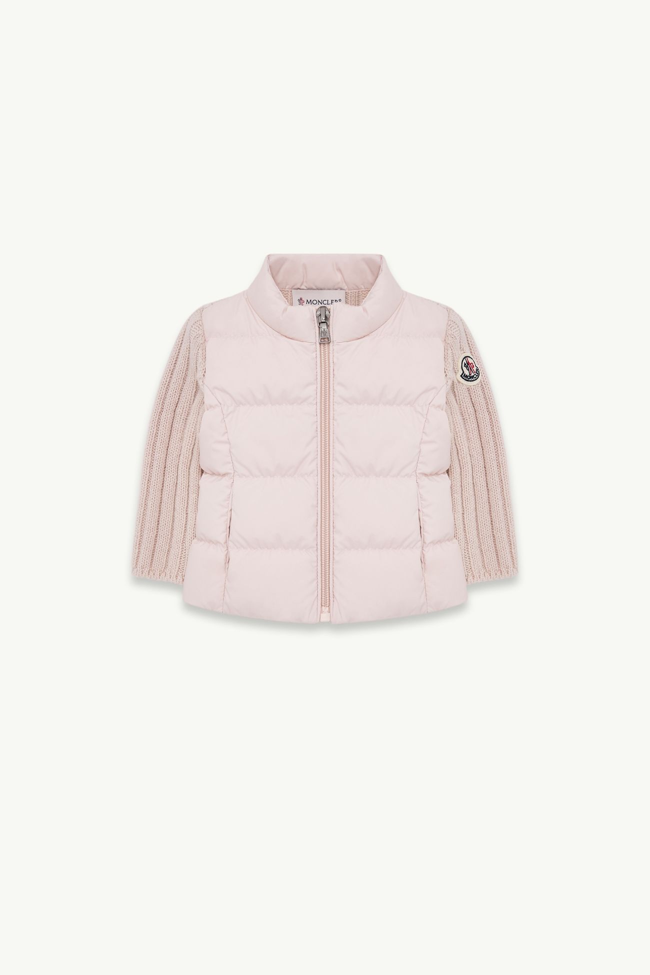 Padded Wool & Cashmere Zip-Up Cardigan Girl Light Pink Moncler 0