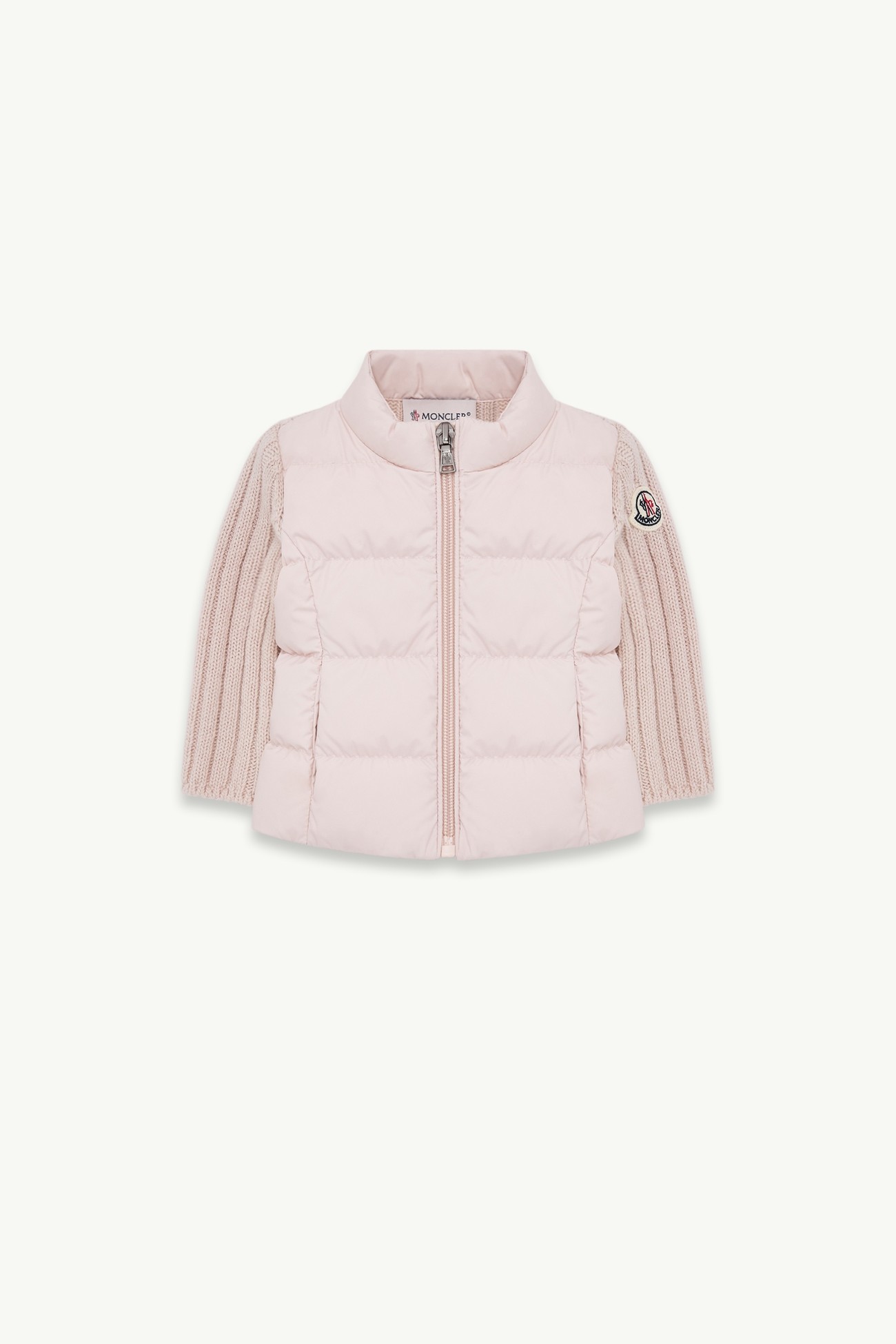 Padded Wool & Cashmere Zip-Up Cardigan Girl Light Pink Moncler 0
