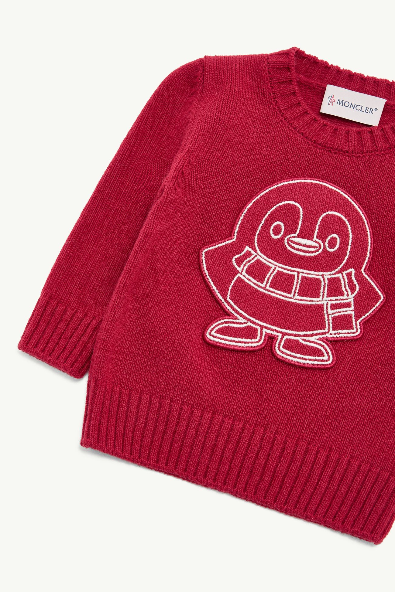 Jersey de mezcla de lana y cachemira con pingüino Niño Burdeos Moncler 1