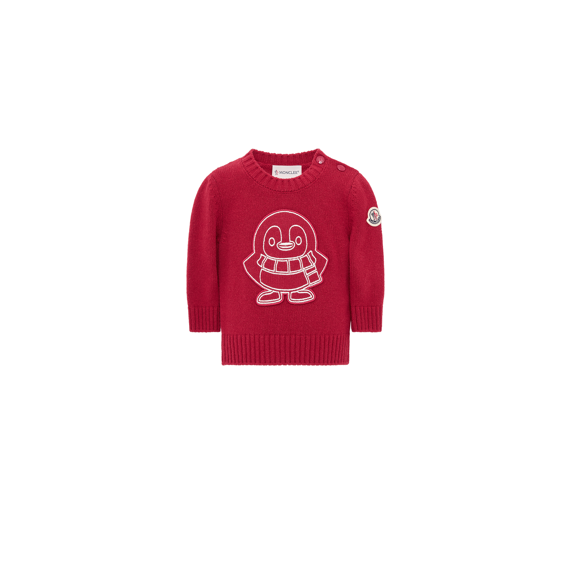 Moncler  Penguin Wool & Cashmere Blend Jumper for Boys in Red, Size: 18/24M