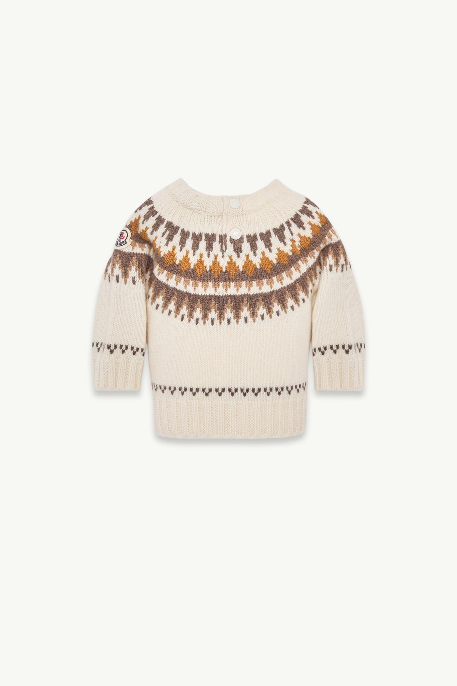 White Geometric Jacquard Wool & Cashmere Blend Sweater - Clothing