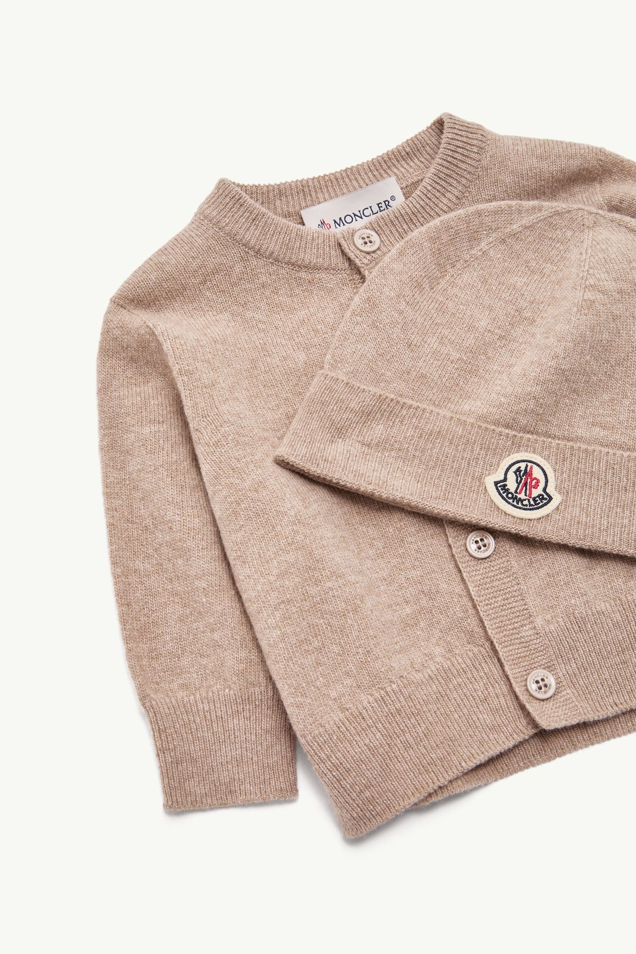 Embroidered Logo Wool Set Gender Neutral Beige Moncler 1