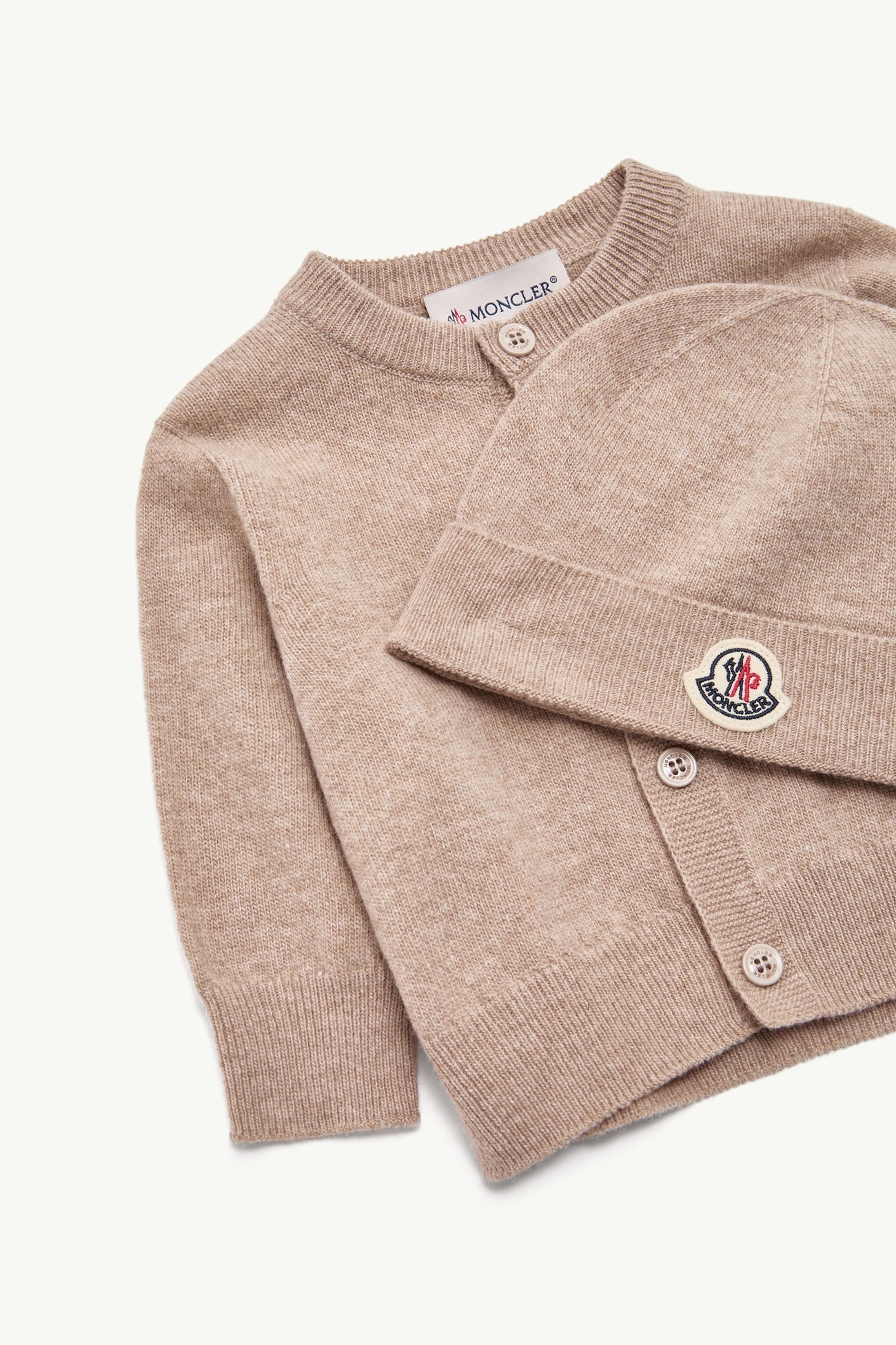 Embroidered Logo Wool Set Gender Neutral Beige Moncler 2