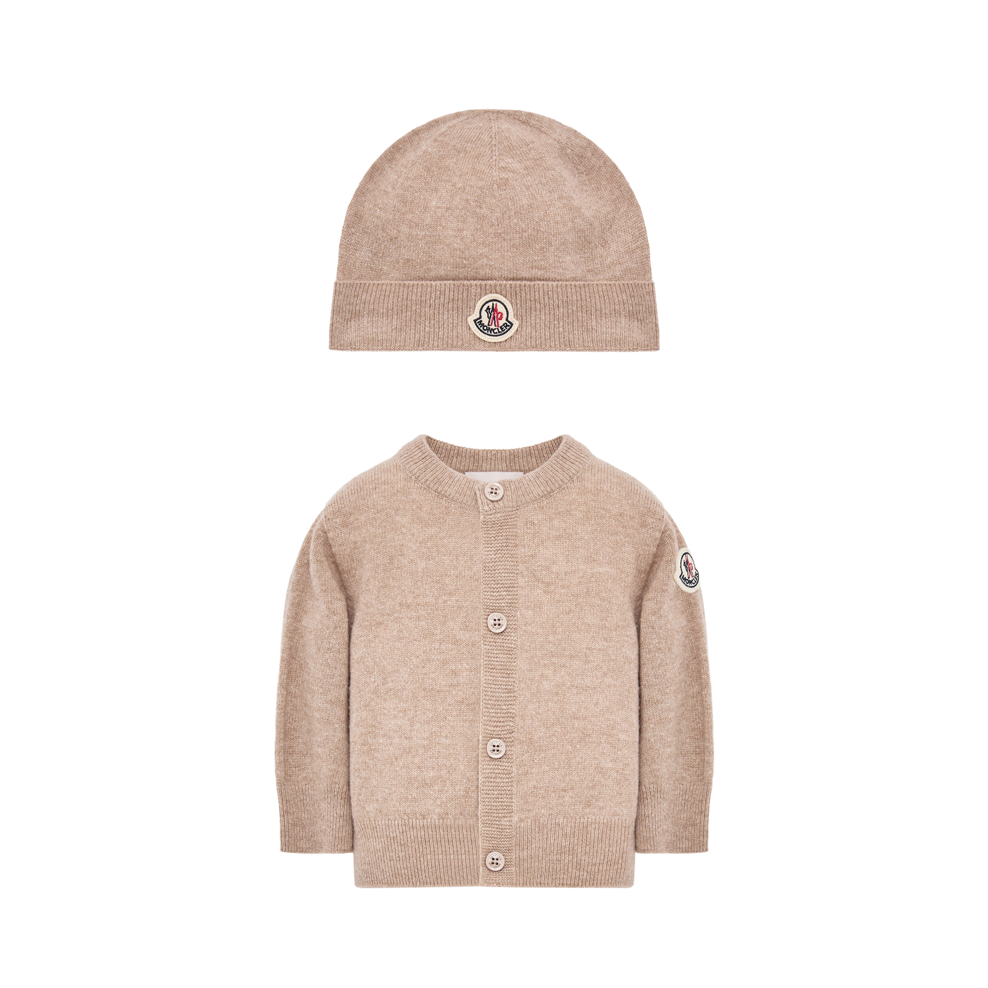 Moncler  Embroidered Logo Wool Set for Children in Beige, Size: 3Y