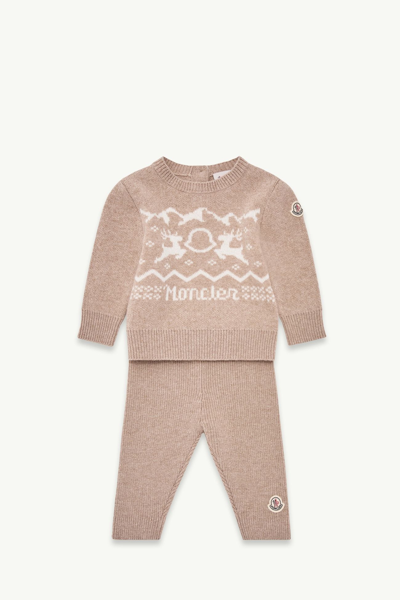 羊毛和山羊绒小鹿图案套装礼盒 中性 米色 Moncler 0