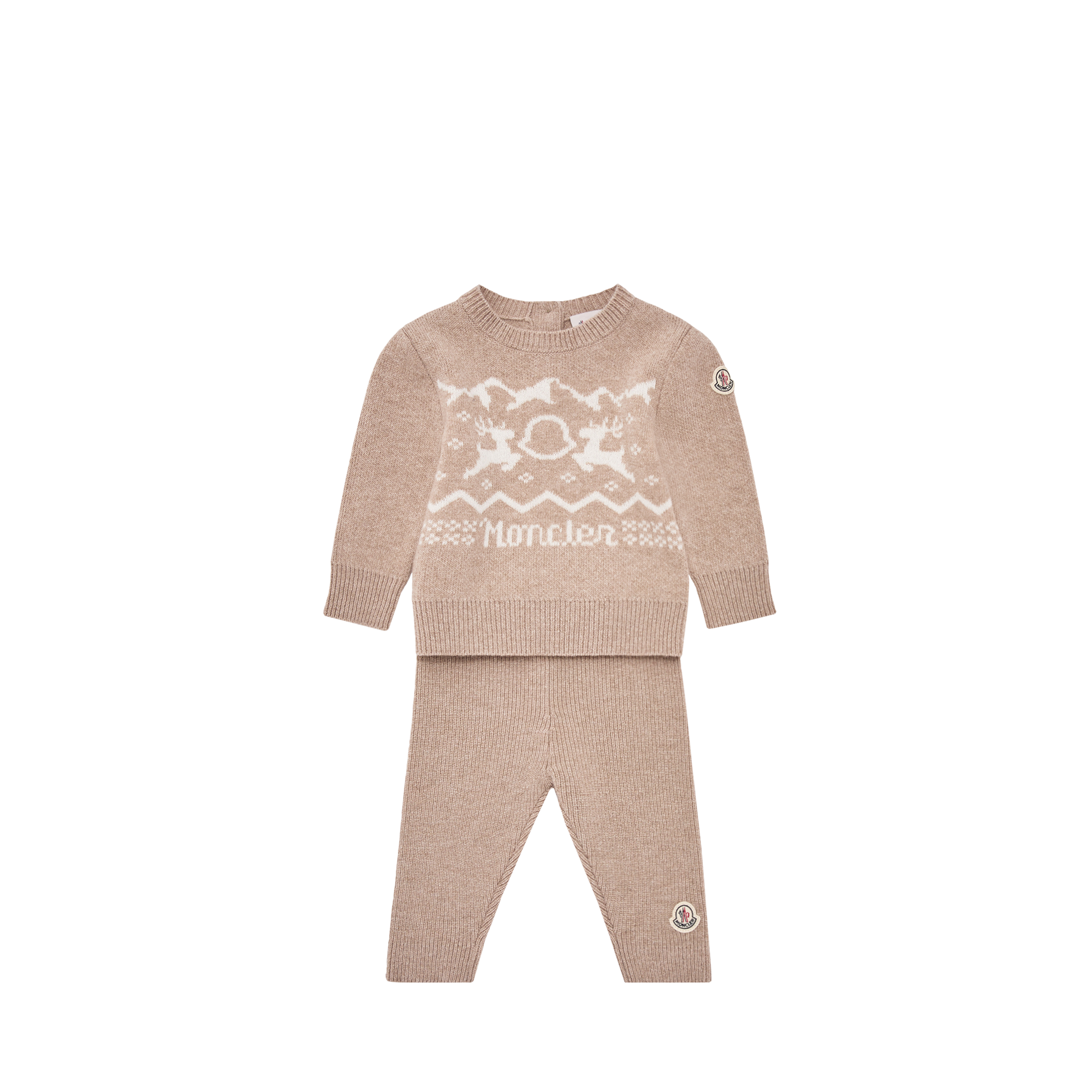 Moncler  Deer Motif Wool & Cashmere Set for Children in Beige, Size: 3Y