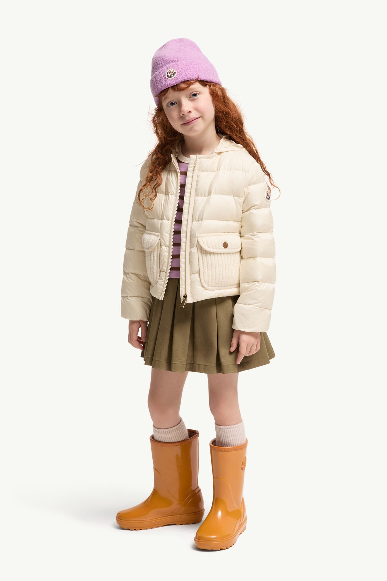 Amara Hooded Down Jacket Girl White Ivory Moncler 1