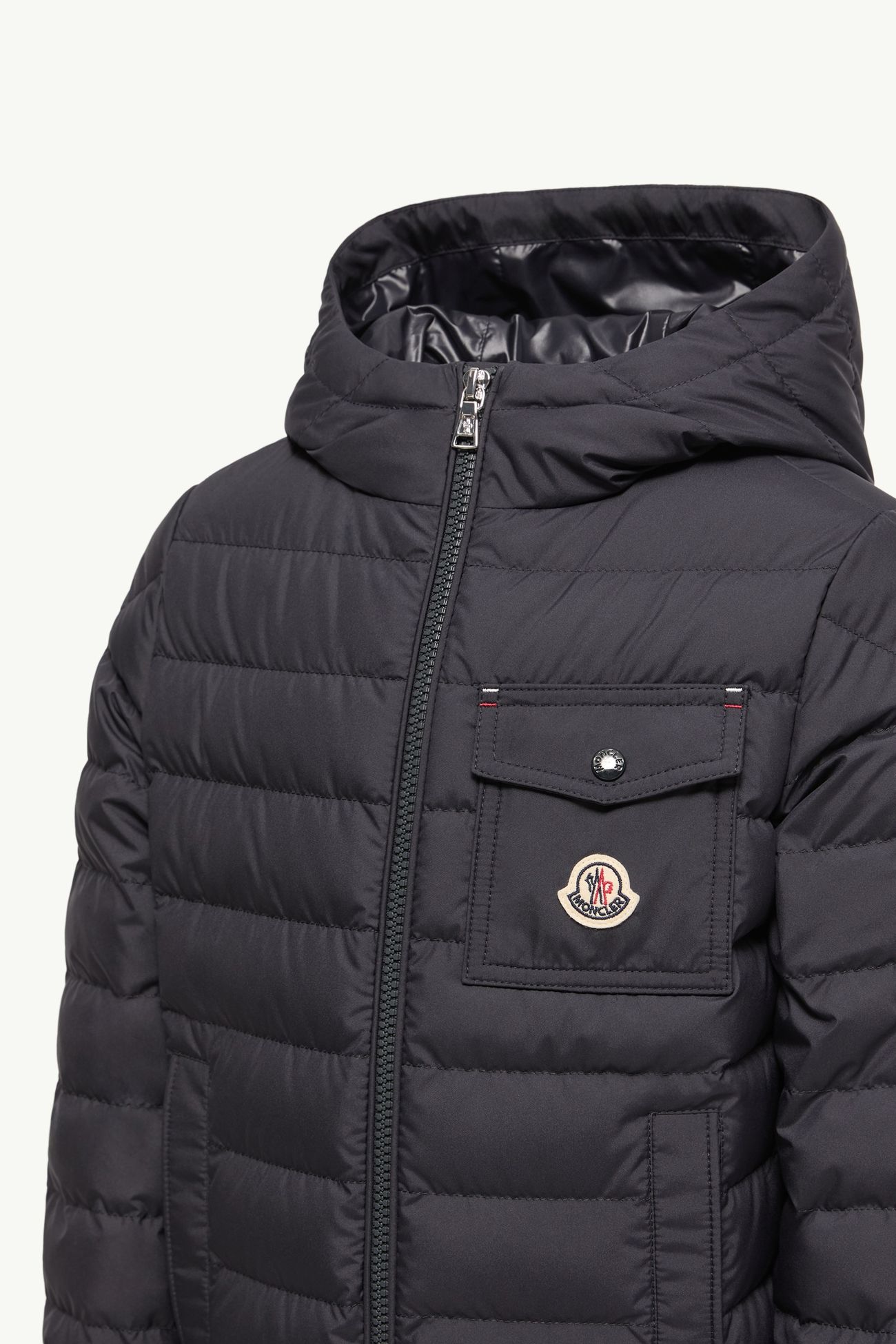 Piumino Quillon con cappuccio Bambino Blu Navy Moncler 4