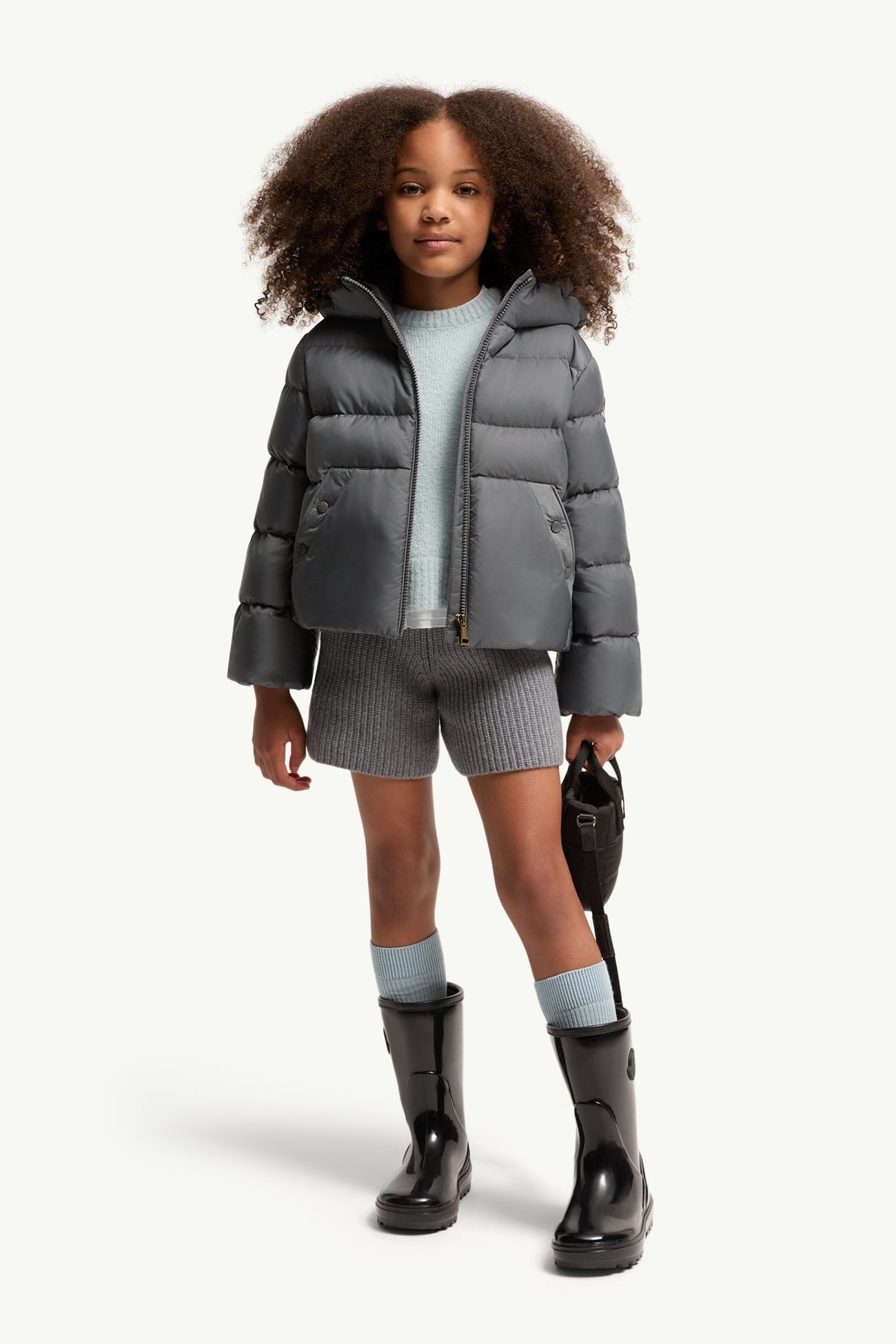 Xhante防潑水短身羽絨外套 女童 深灰色 Moncler 1