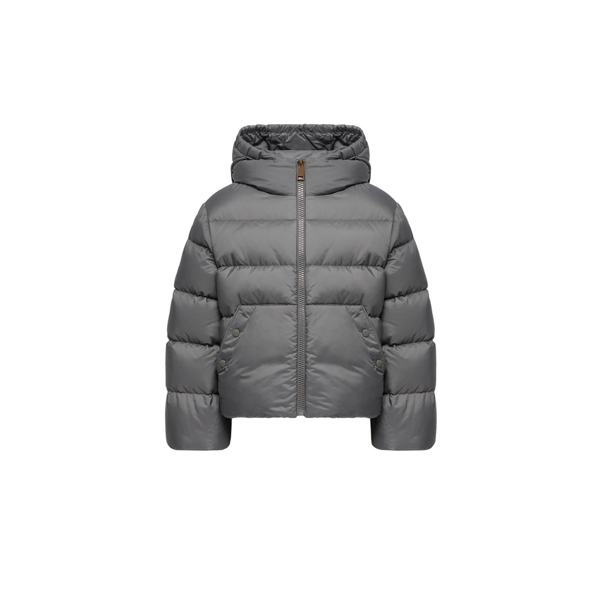 Moncler  Xhante Water-Repellent Short Down Jacket for Girls in Gray, Size: 8Y