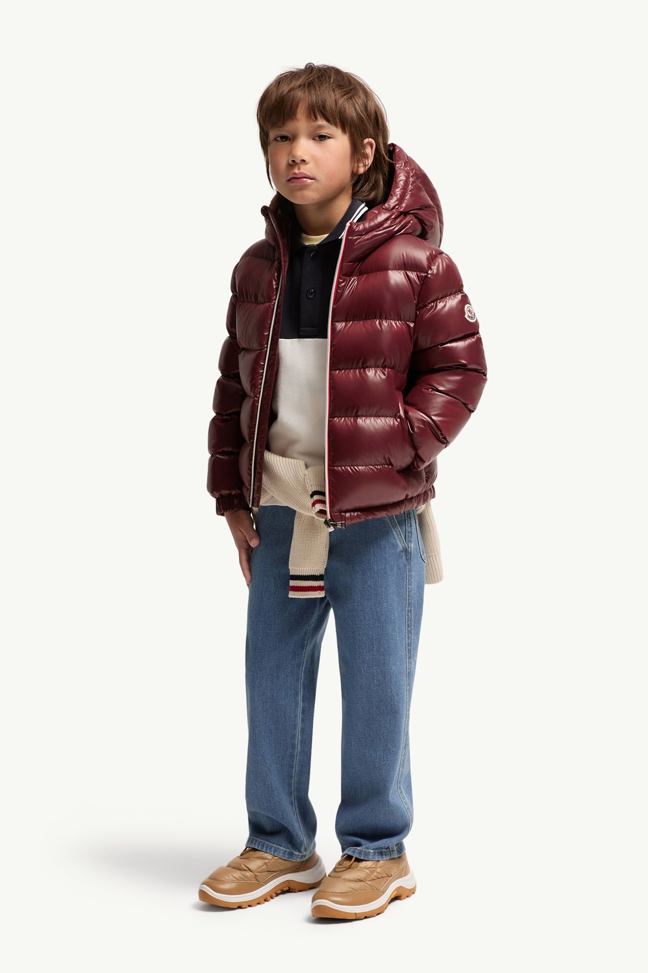 New Aubert連帽羽絨外套 男童 酒紅色 Moncler 1