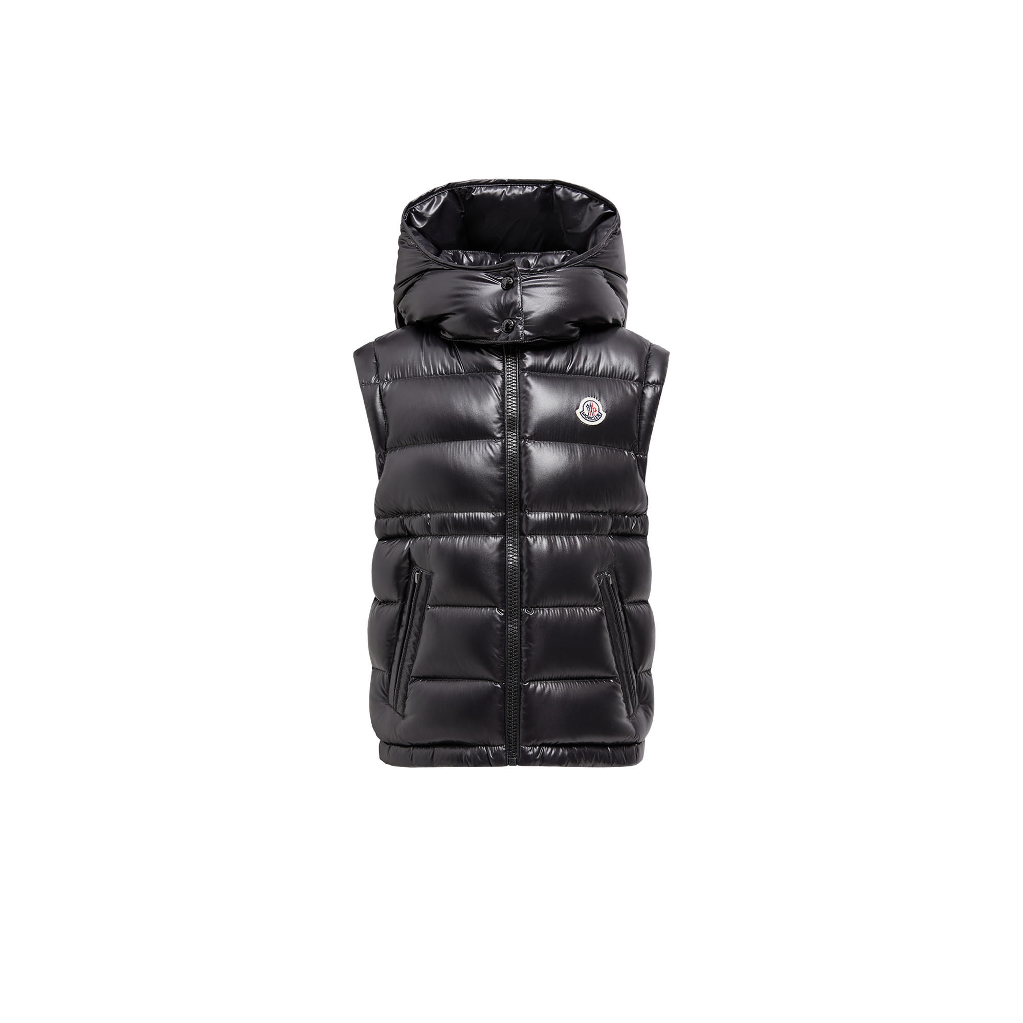 Moncler  Ania Hooded Down Gilet for Girls in Black, Size: 8Y