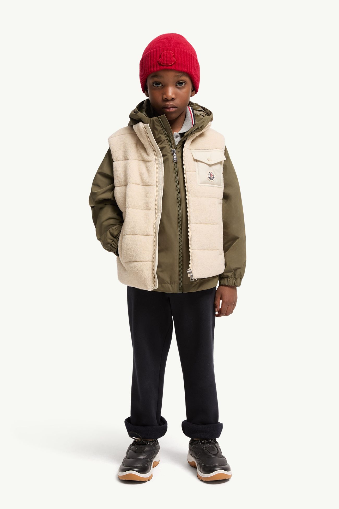 Doudoune sans manches en teddy Merek Garçon Beige Clair Moncler 1