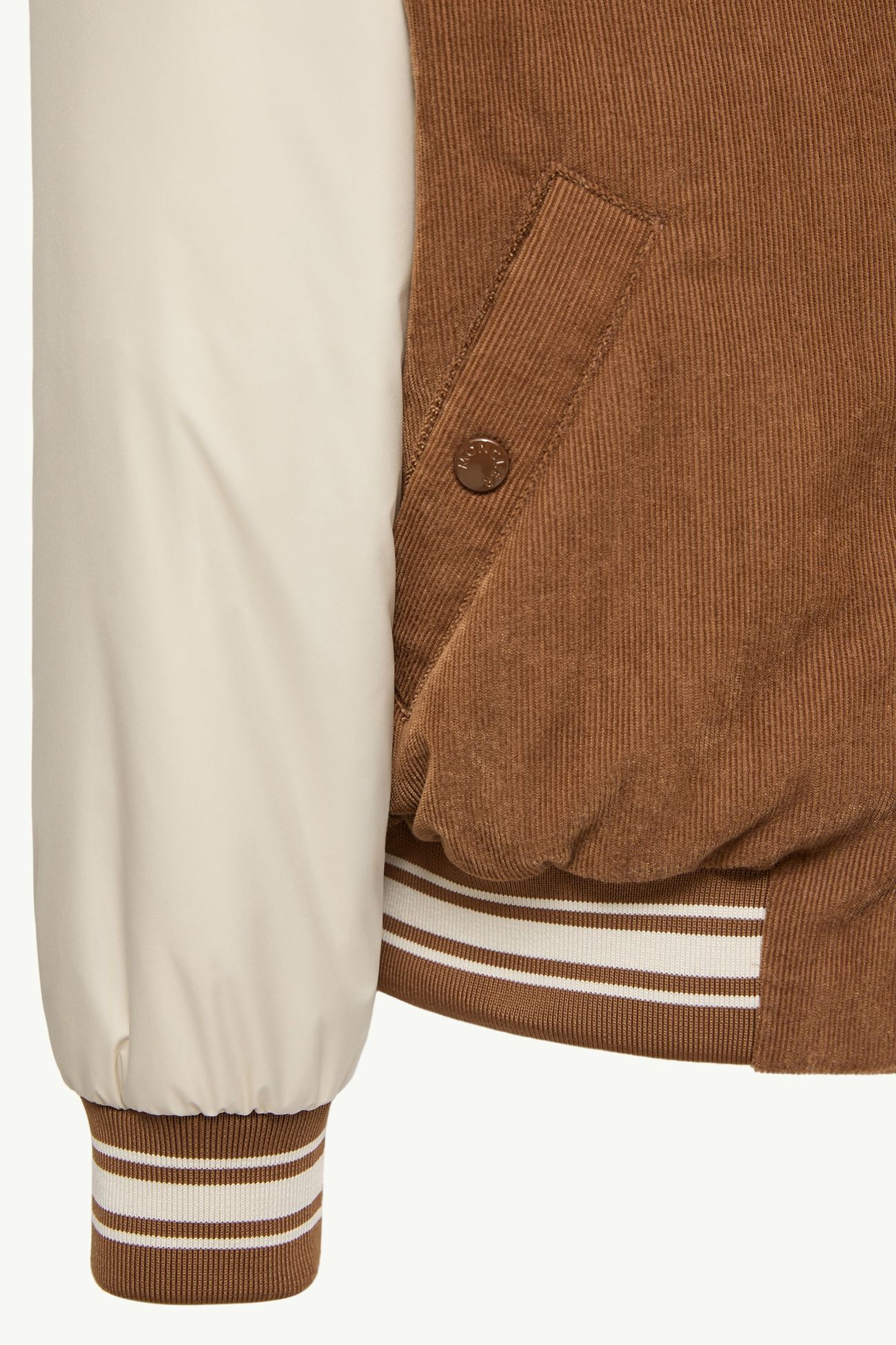 Giacca bomber Gumond in velluto a costine Bambino Beige & Bianco Moncler 4
