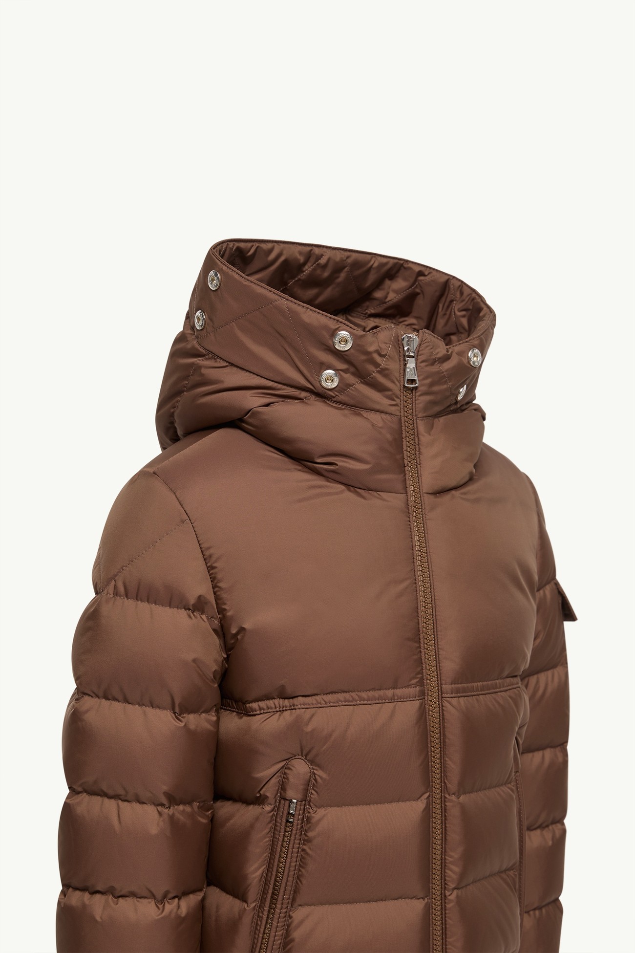 Plumífero con ribetes de material sintético y capucha New Byronf Niño Marrón claro Moncler 4