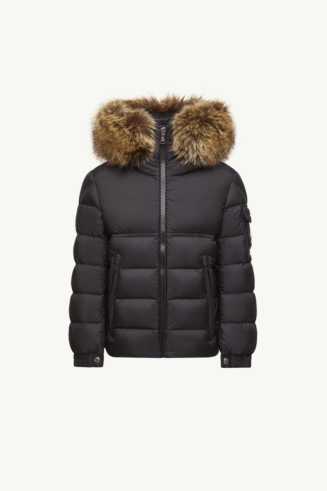 New Byronf Daunenjacke mit Kapuze und Kunstfellbesatz Jungen Schwarz Moncler 0