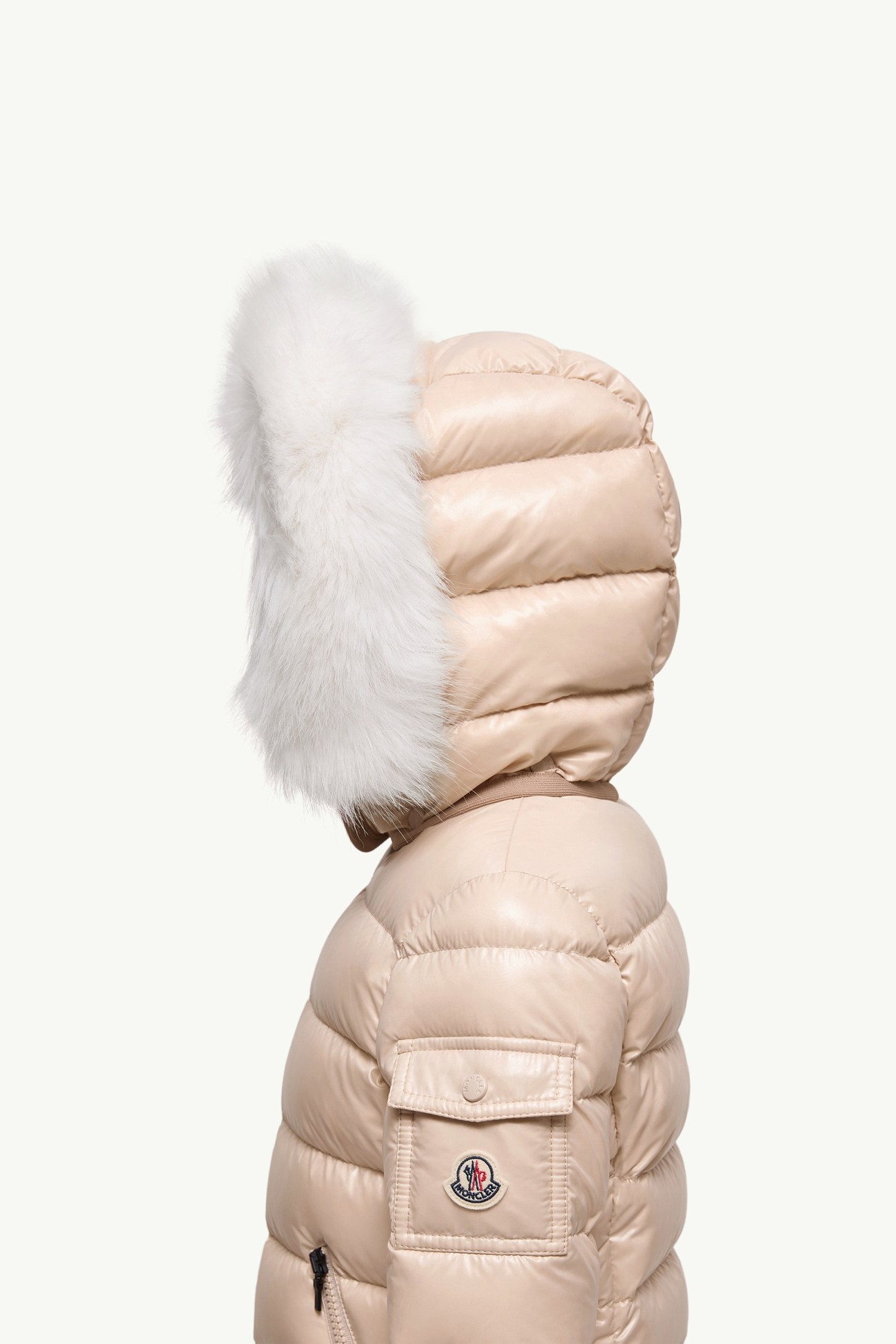 Plumífero con ribetes de material sintético y capucha Badyf Niña Beige Claro Moncler 1
