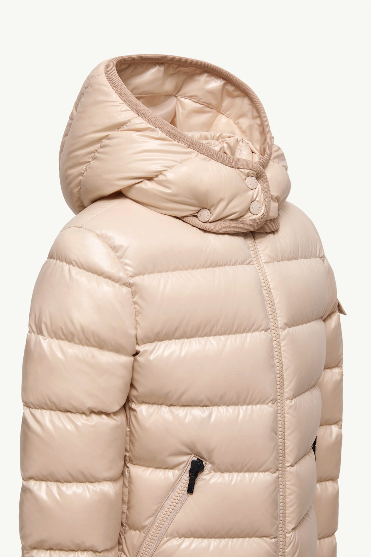 Badyf Hooded Synthetic Material-Trimmed Down Jacket Girl Light Beige Moncler 3