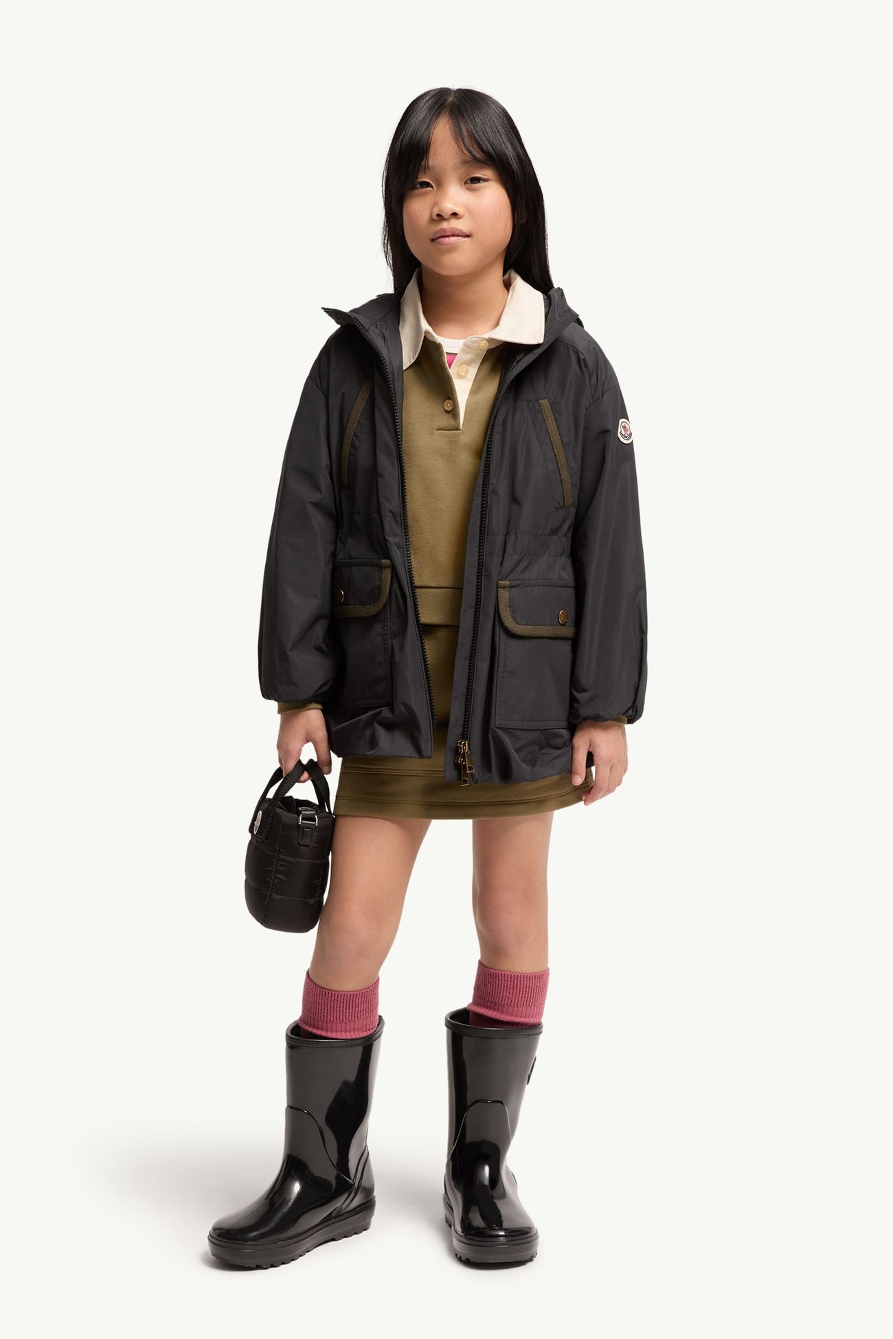 Thalia Hooded Short Parka Girl Black Moncler 1