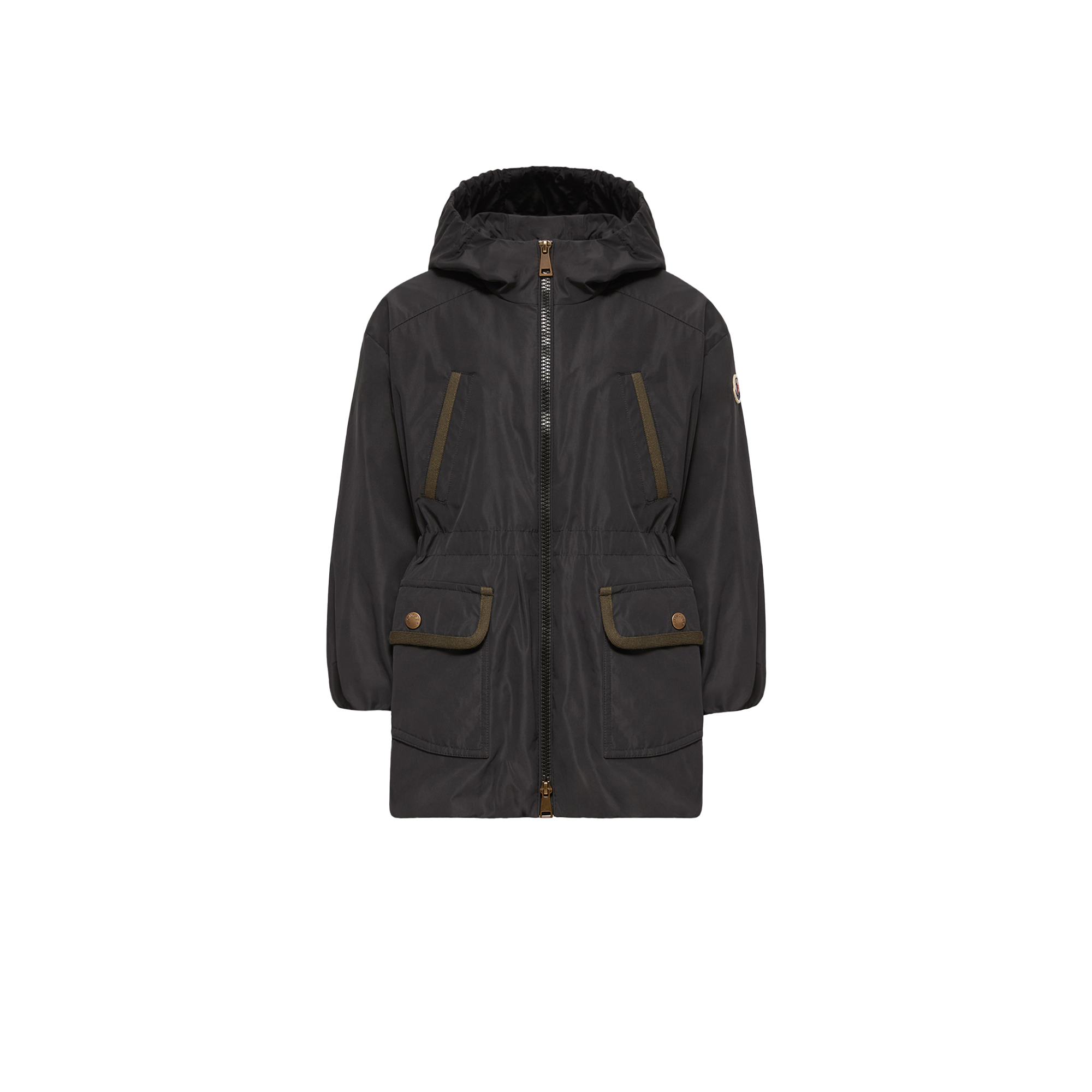 Moncler  Thalia Hooded Short Parka for Girls in Black, Size: 10Y