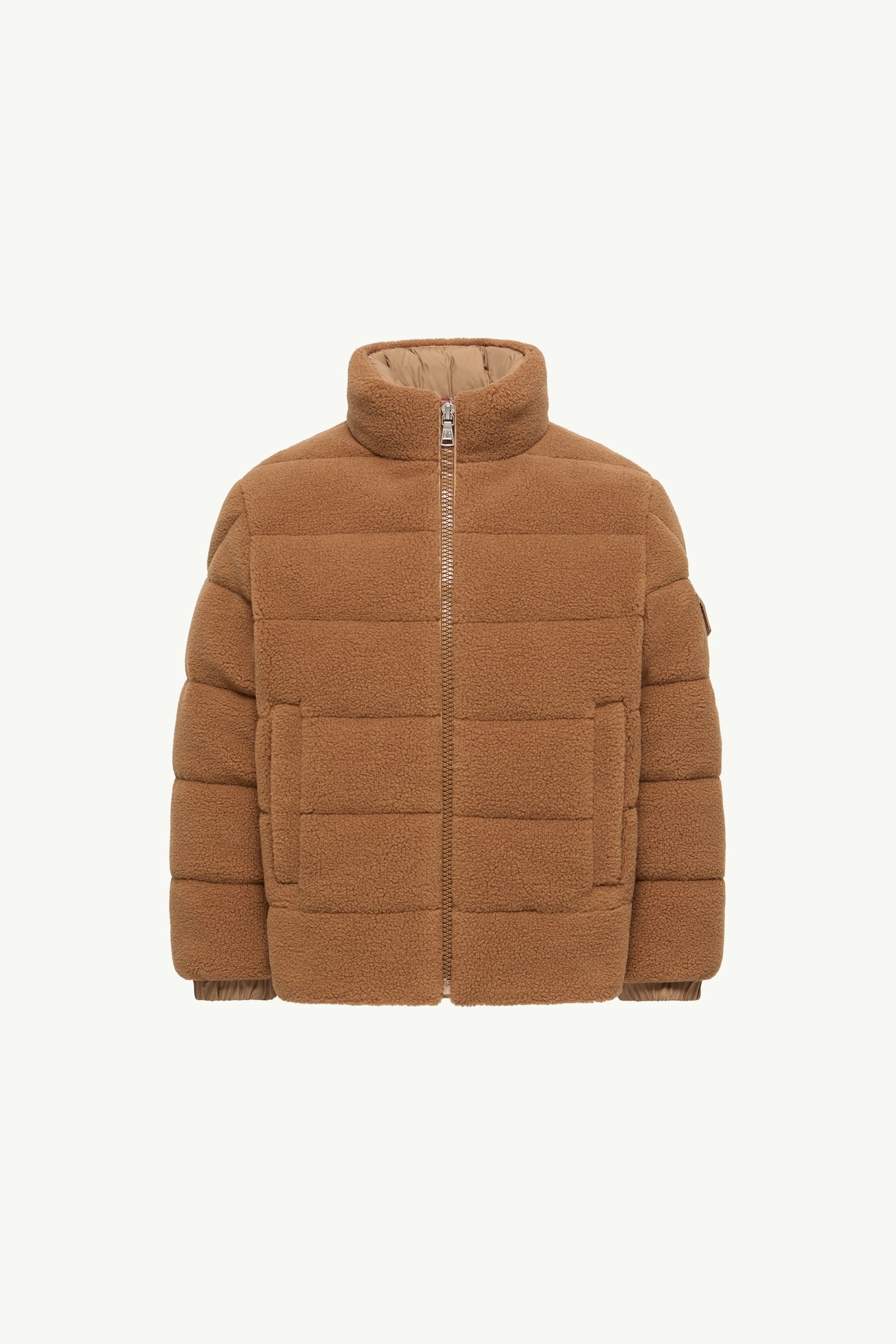 Doudoune courte en teddy Mich Garçon Beige Chameau Moncler 0