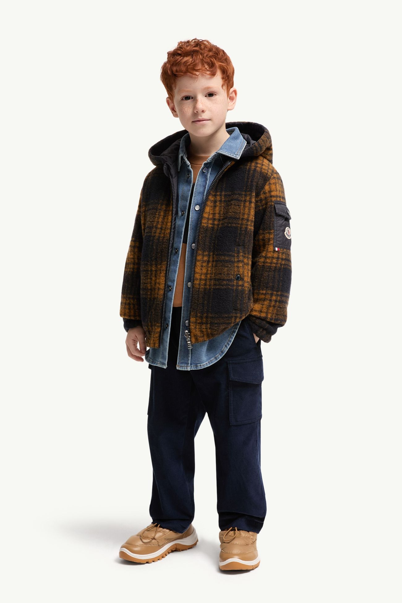 Aubrac雙面連帽外套 男童 藍色和啡色 Moncler 1