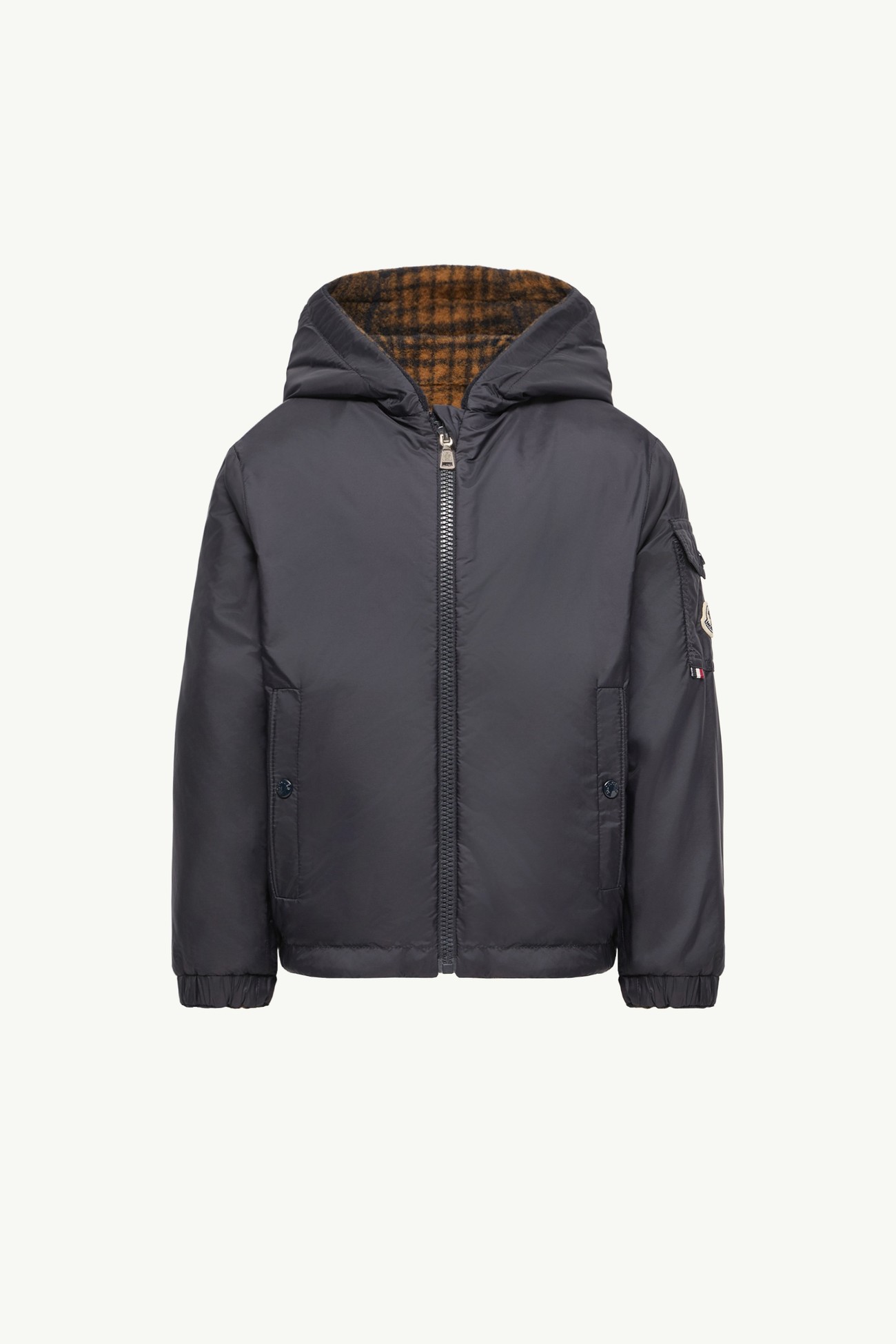 Aubrac Reversible Hooded Jacket Boy Blue & Brown Moncler 4
