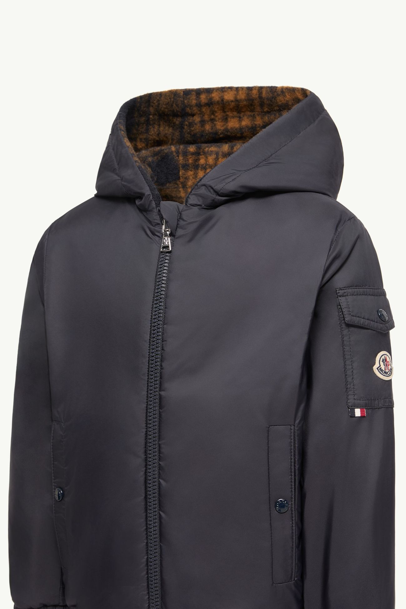 Aubrac男童双面连帽夹克外套 男童 蓝色 & 蓝色印花 Moncler 5