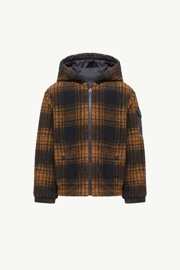 Aubrac Reversible Hooded Jacket Boy Blue & Brown Moncler 0