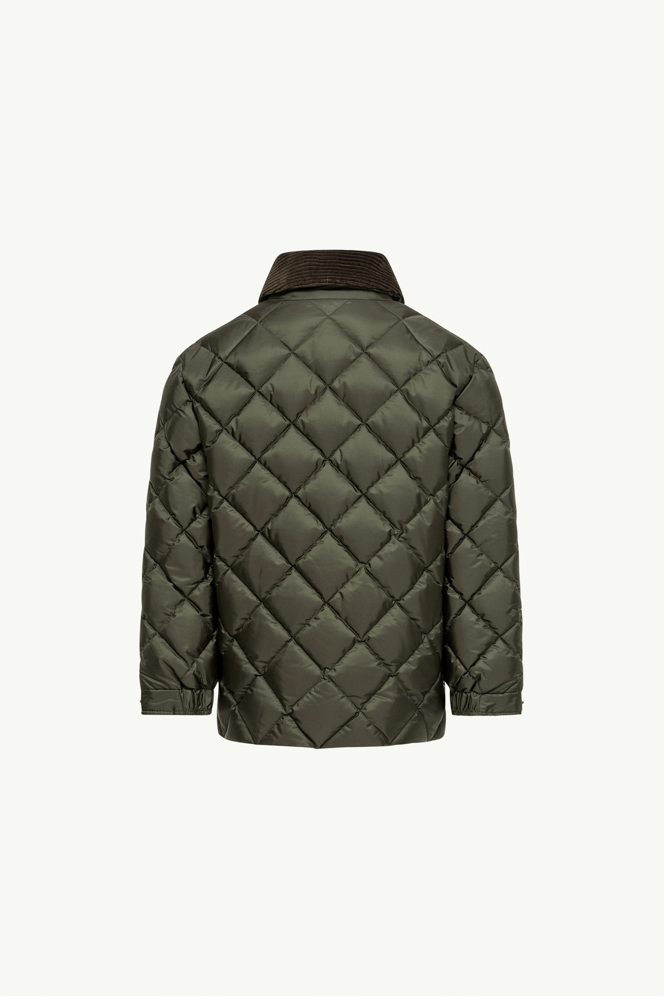 Fruzan Diamond-Quilted Down Shirt Jacket Boy Olive Green Moncler 3