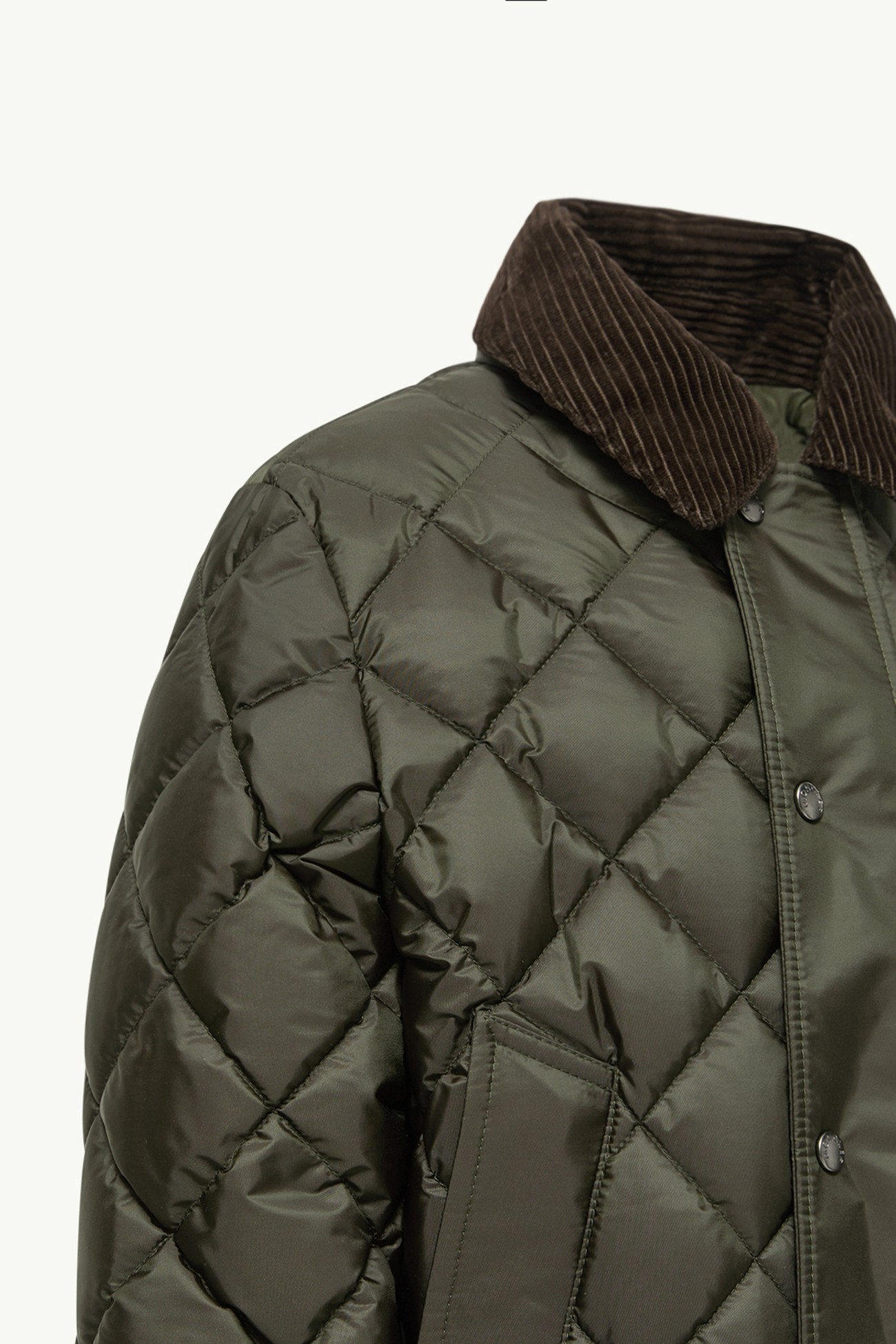 Fruzan 다이아몬드 퀼팅 다운 셔츠 재킷 키즈 남아 올리브 그린 Moncler 4
