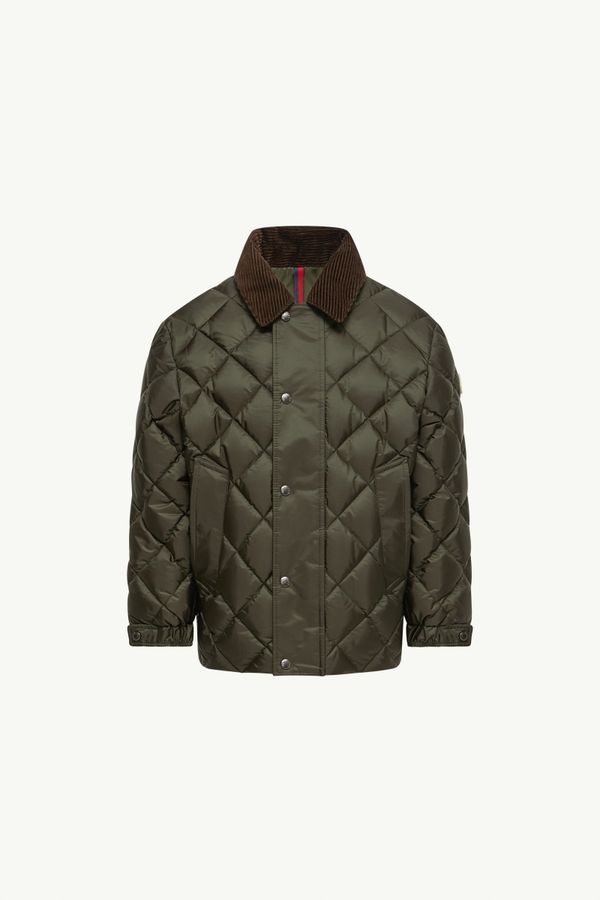 Fruzan Diamond-Quilted Down Shirt Jacket Boy Olive Green Moncler 0