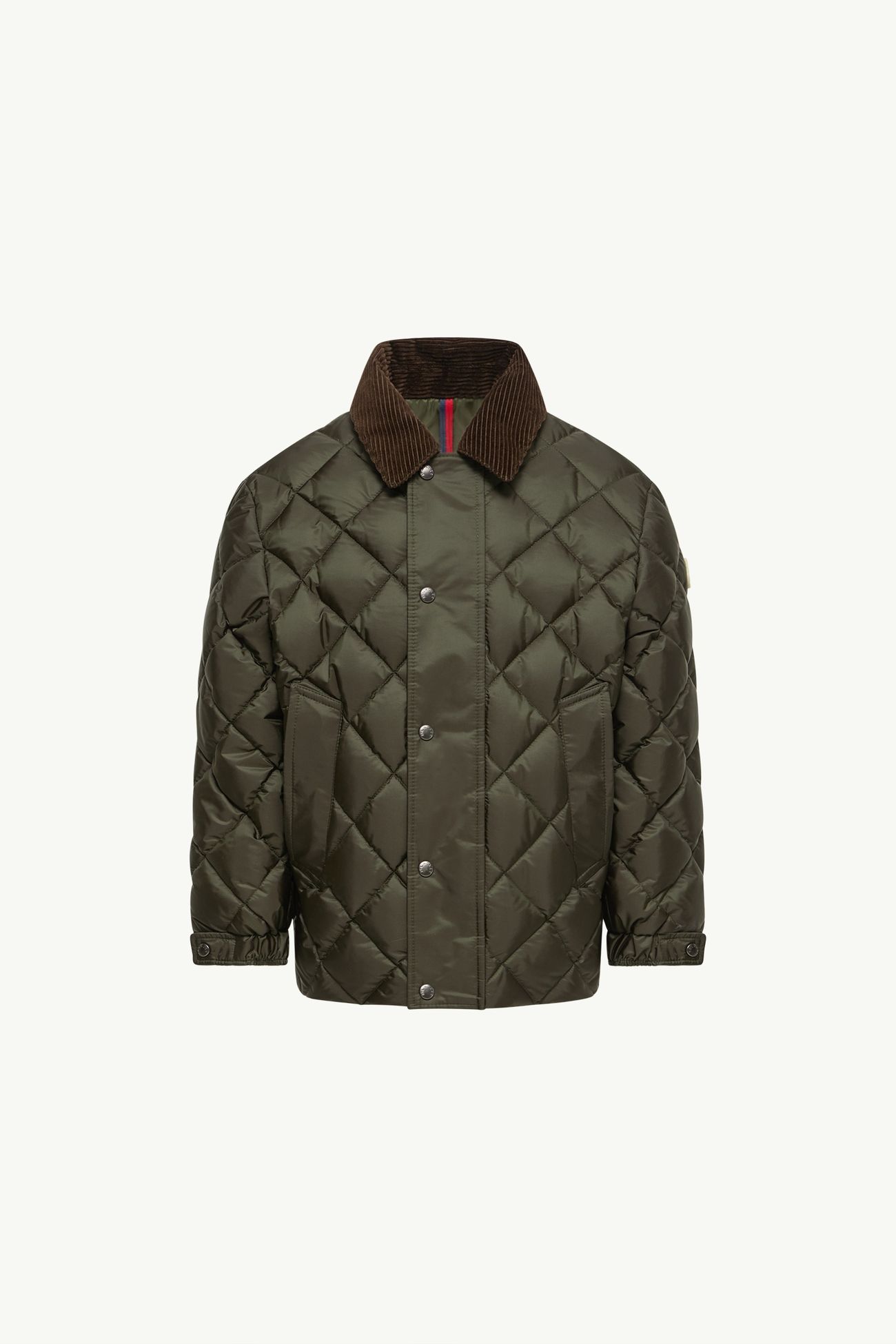 Fruzan rautenförmig gesteppte wattierte Hemdjacke Jungen Olivgrün Moncler 0