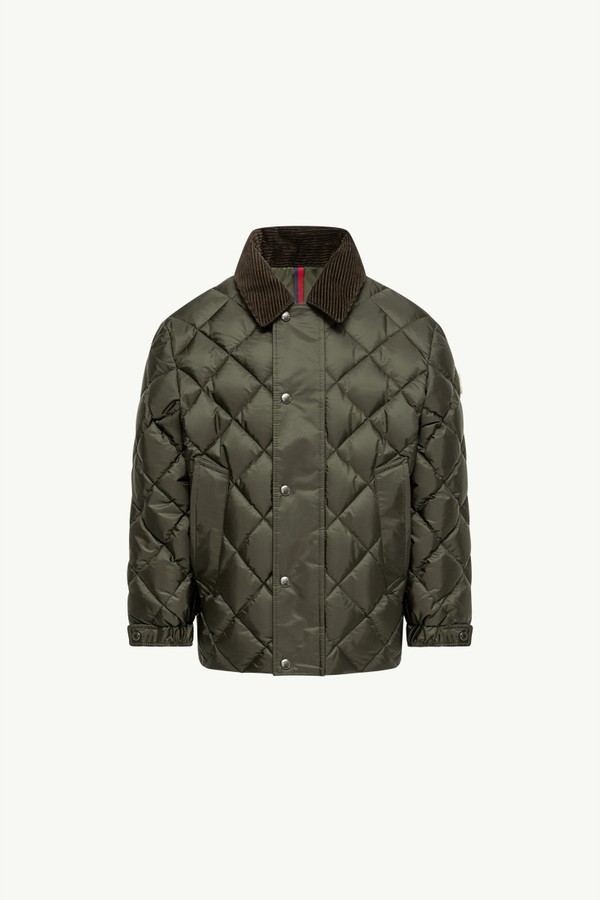 Fruzan菱形絎縫羽絨恤衫式外套 男童 橄欖綠色 Moncler 0