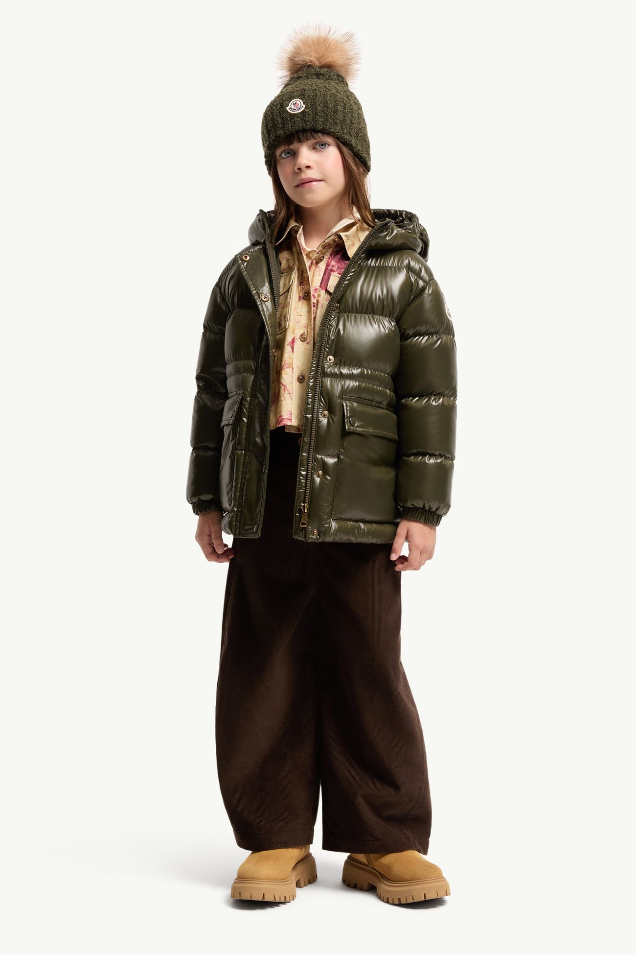 Sesie Hooded Down Parka Girl Dark Green Moncler 1