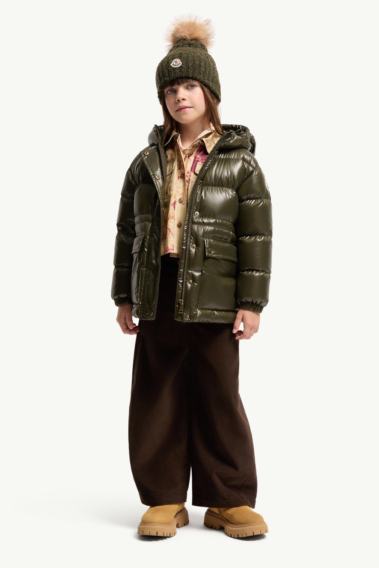 Sesie Hooded Down Parka Girl Dark Green Moncler 1