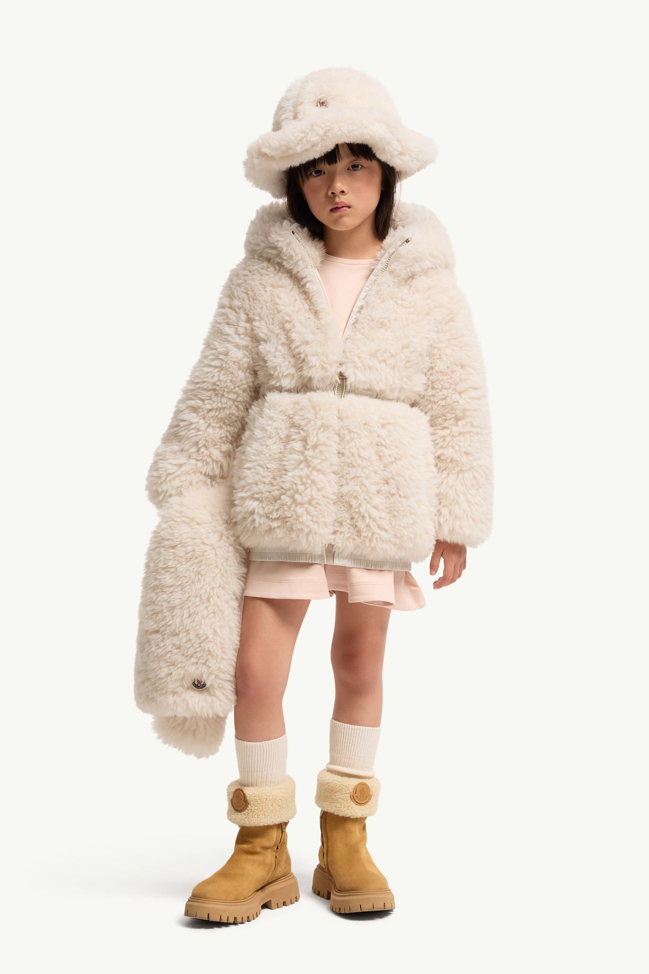 Wrenna泰迪布連帽派克大衣 女童 象牙白色 Moncler 1