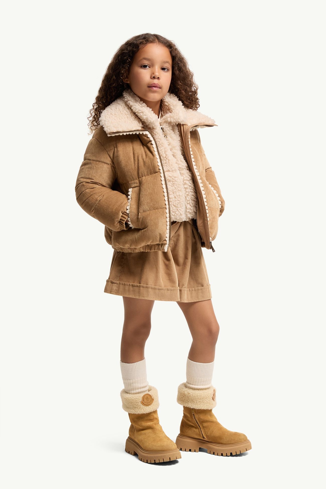 Rosamund Corduroy Down Jacket Girl Beige Moncler 1