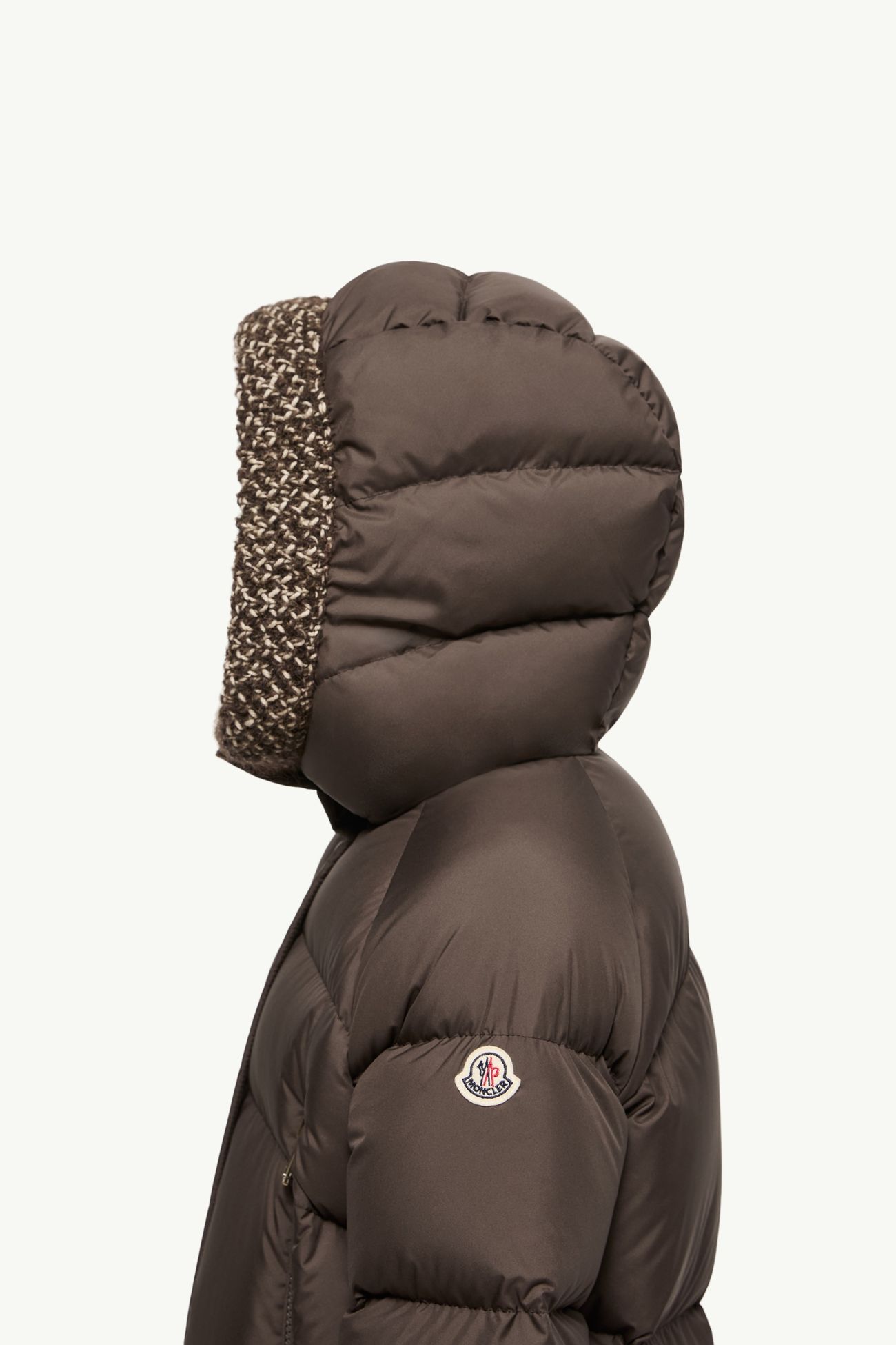 Duilla Hooded Wool Blend Trim Down Jacket Girl Brown Moncler 2