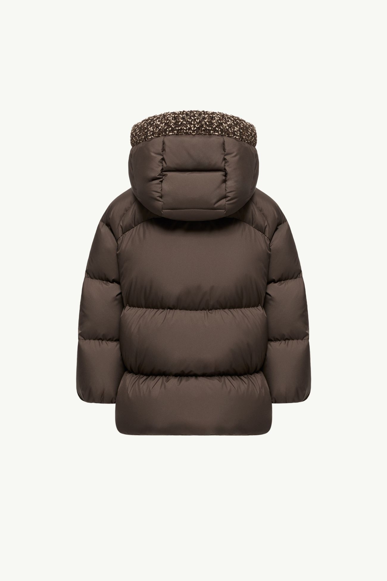 Duilla Hooded Wool Blend Trim Down Jacket Girl Brown Moncler 3