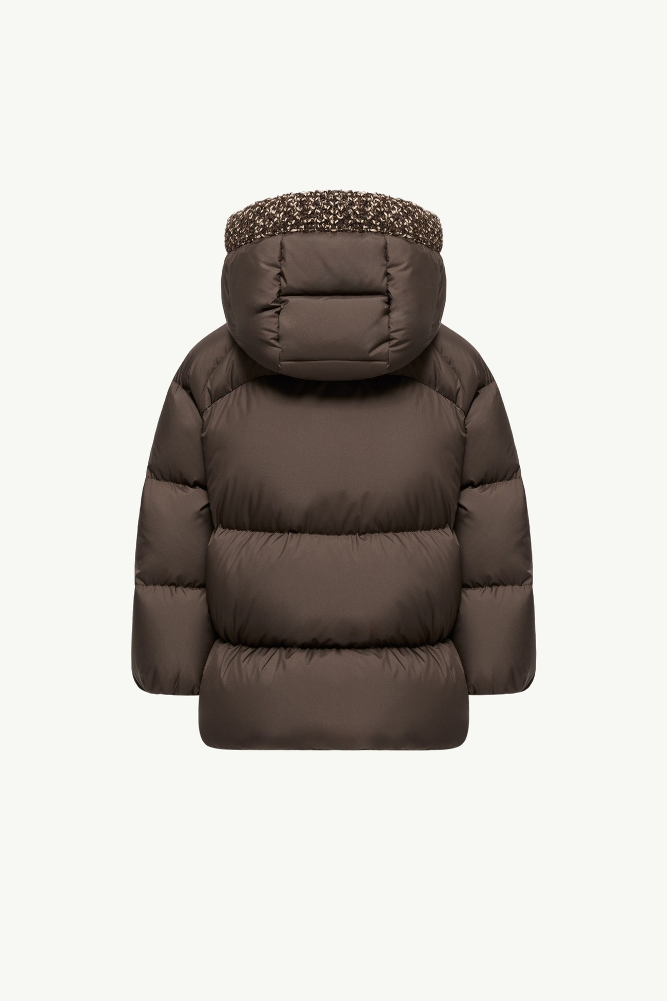 Plumífero con capucha y ribetes de mezcla de lana Duilla Niña Marrón Moncler 3