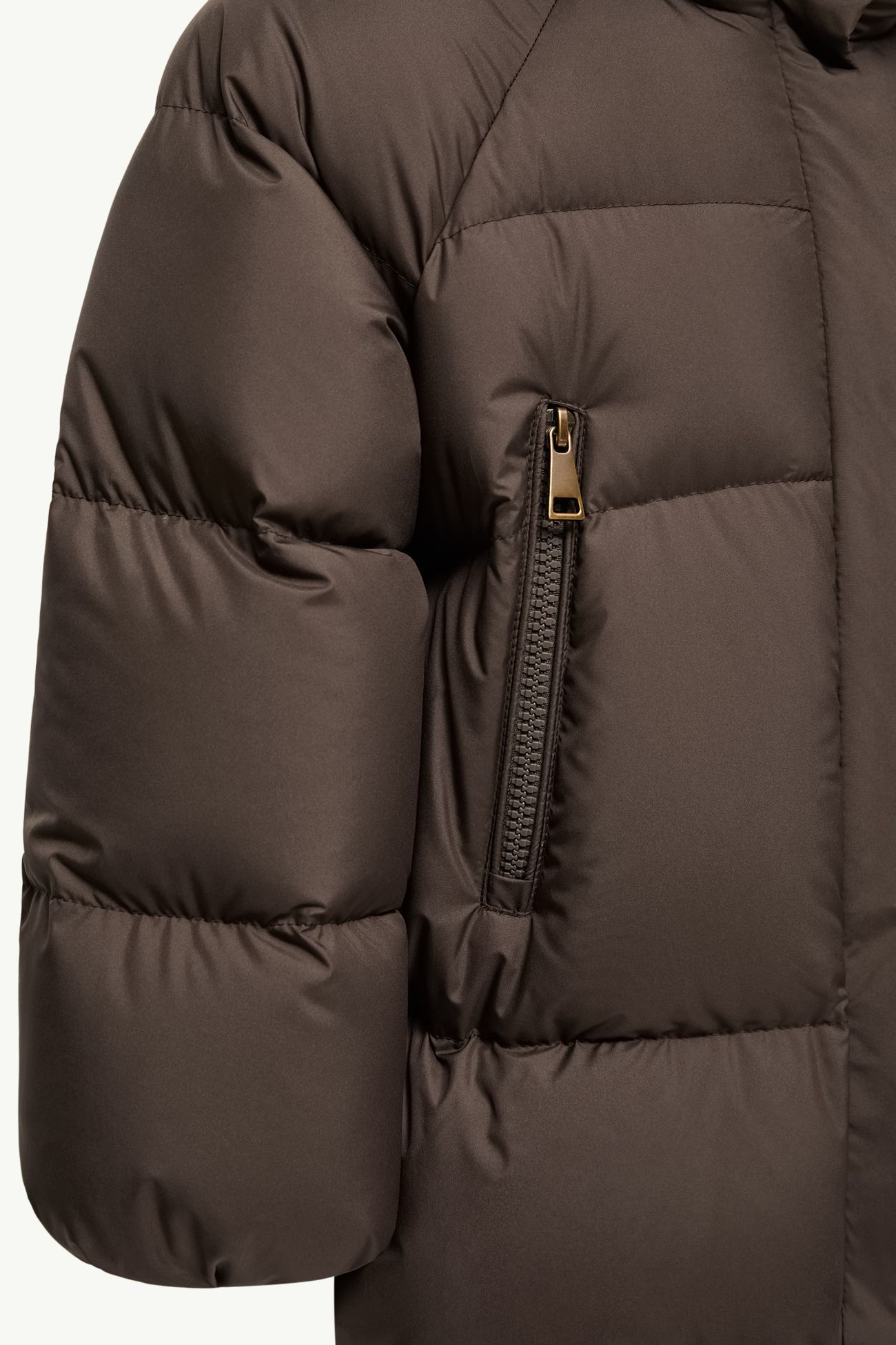 Doudoune à bordure en laine mélangée à capuche Duilla Fille Marron Moncler 4