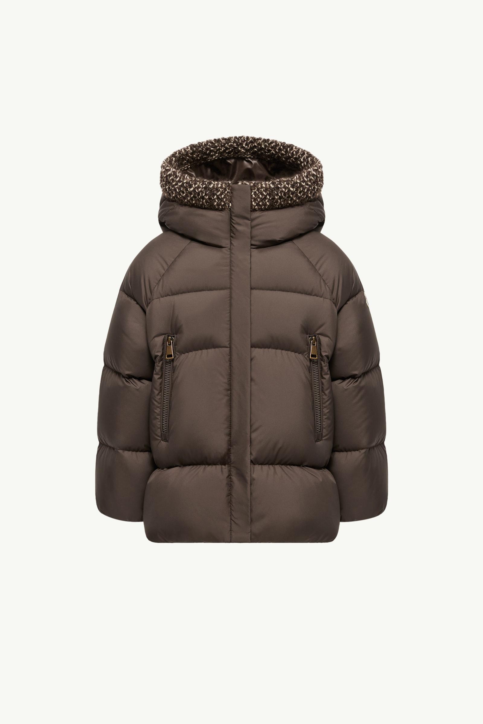 Duilla Hooded Wool Blend Trim Down Jacket Girl Brown Moncler, 1 of 0