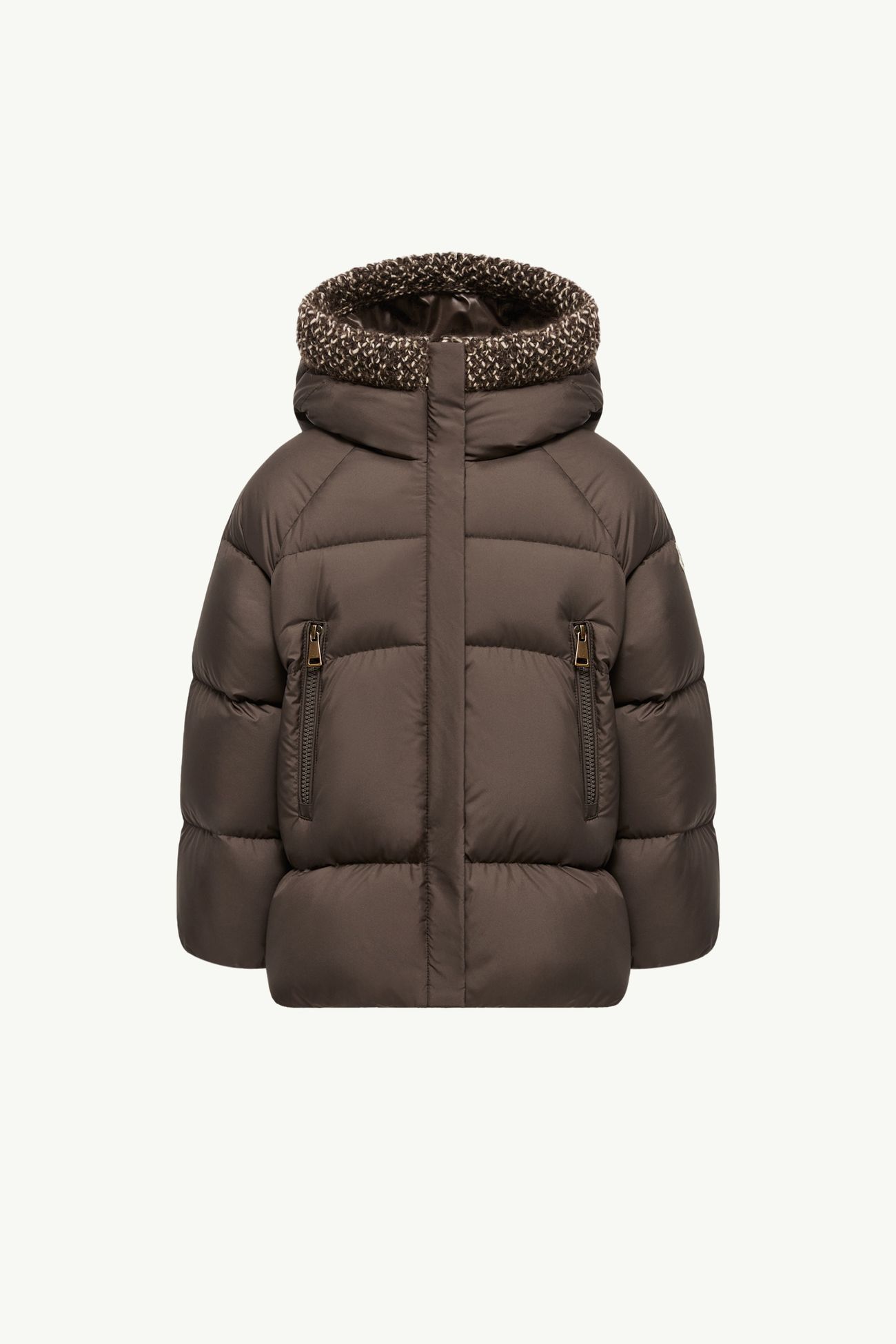 Duilla Kapuzen-Daunenjacke aus Wollmischung mit Besatz Mädchen Braun Moncler 0